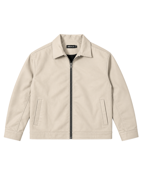 Cream Leather Jacket