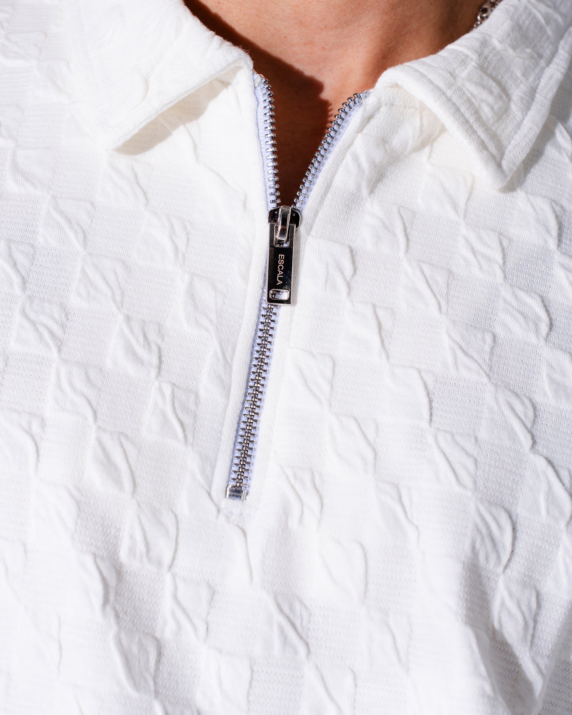 Textured White Polo