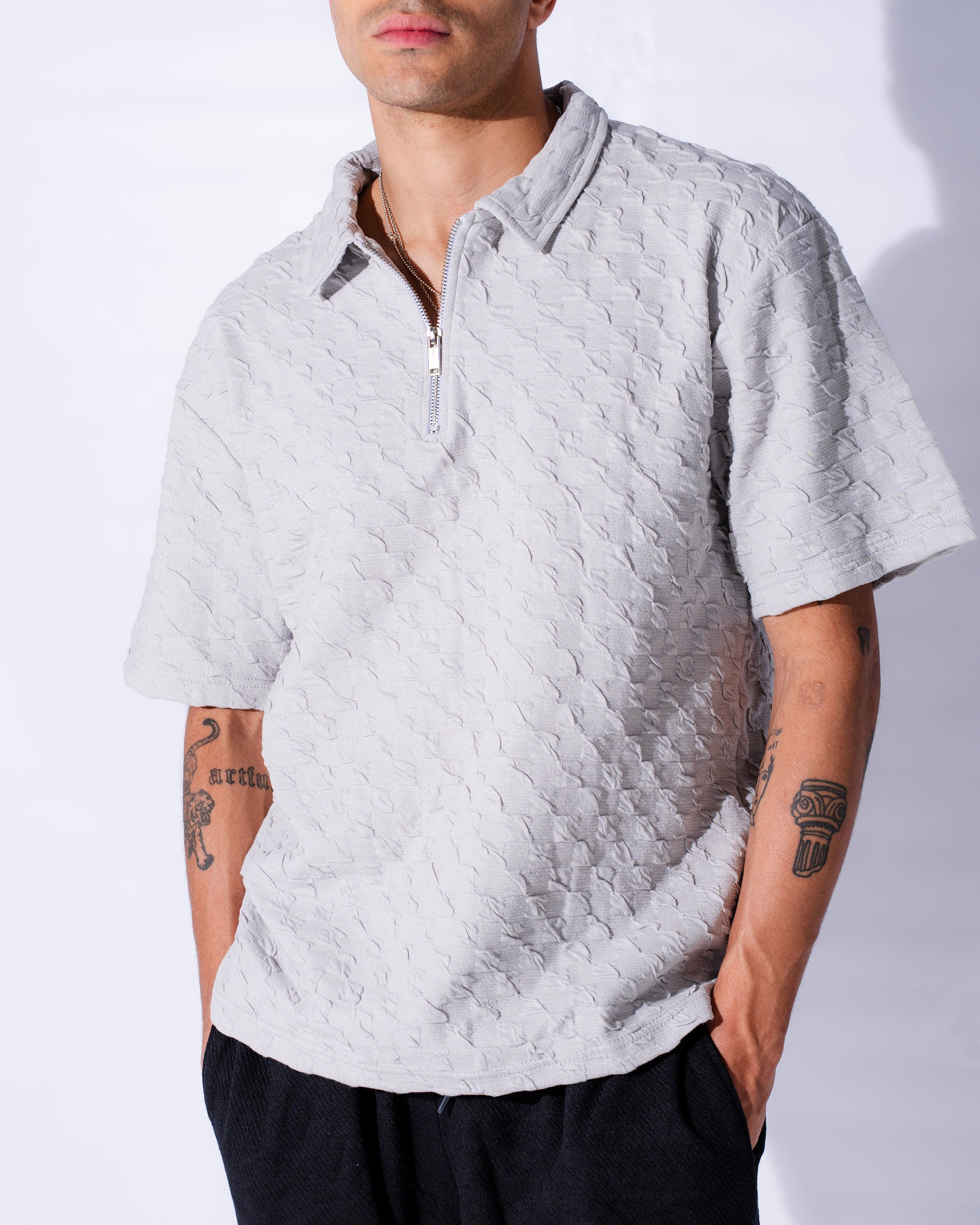 Textured Gray Polo