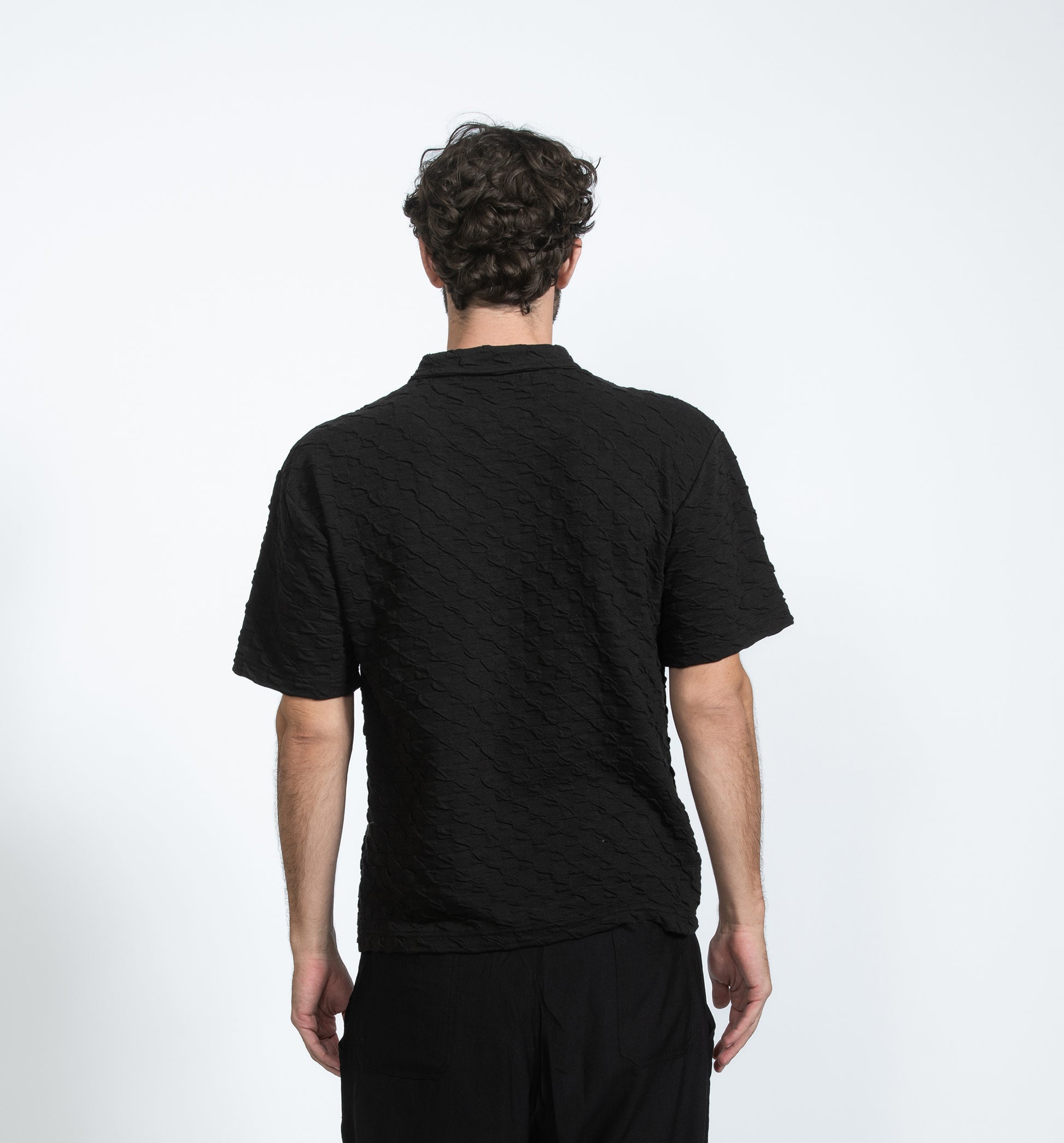 Textured Black Polo