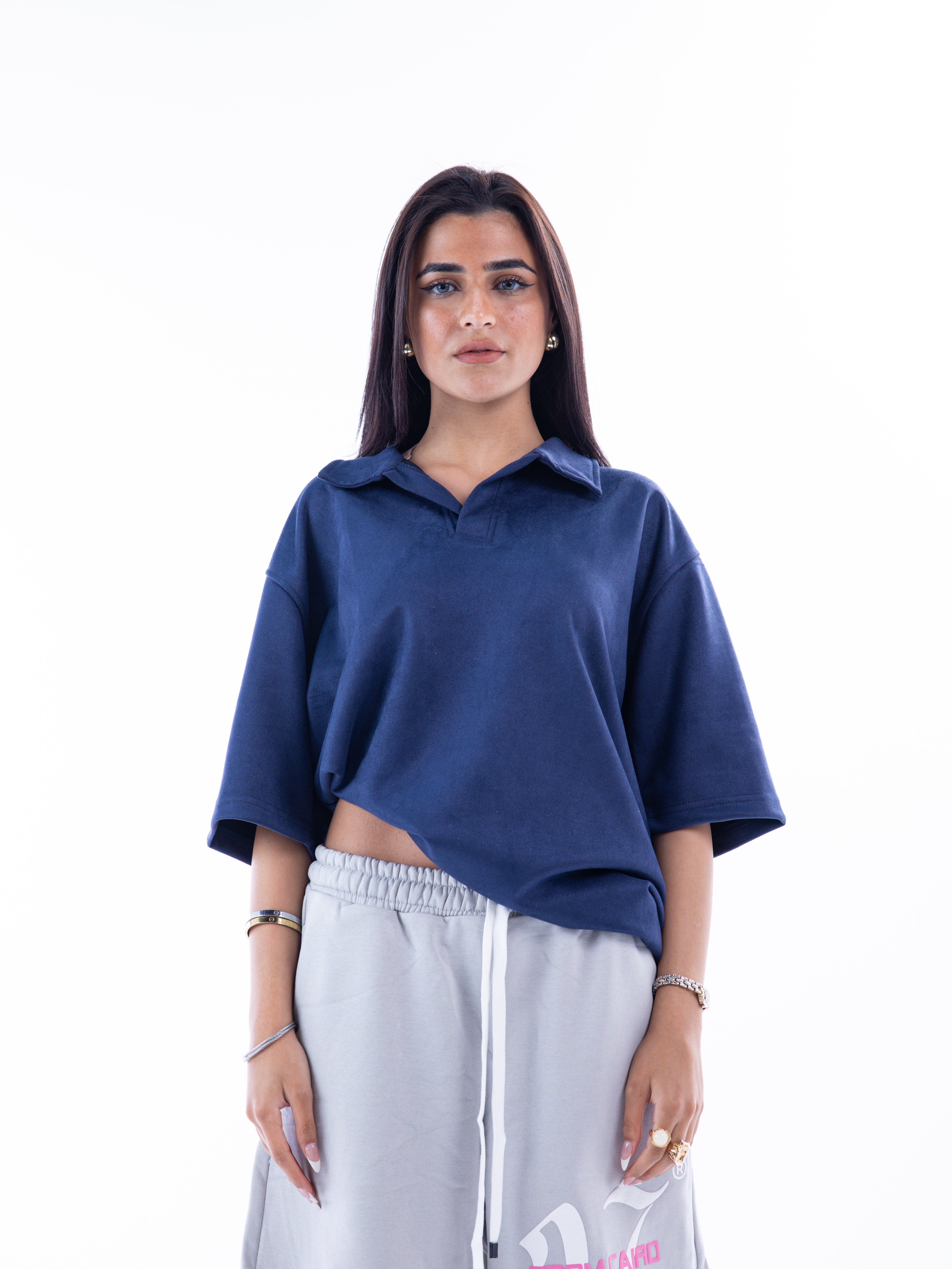 Navy Velvet Polo T-shirt – Escala