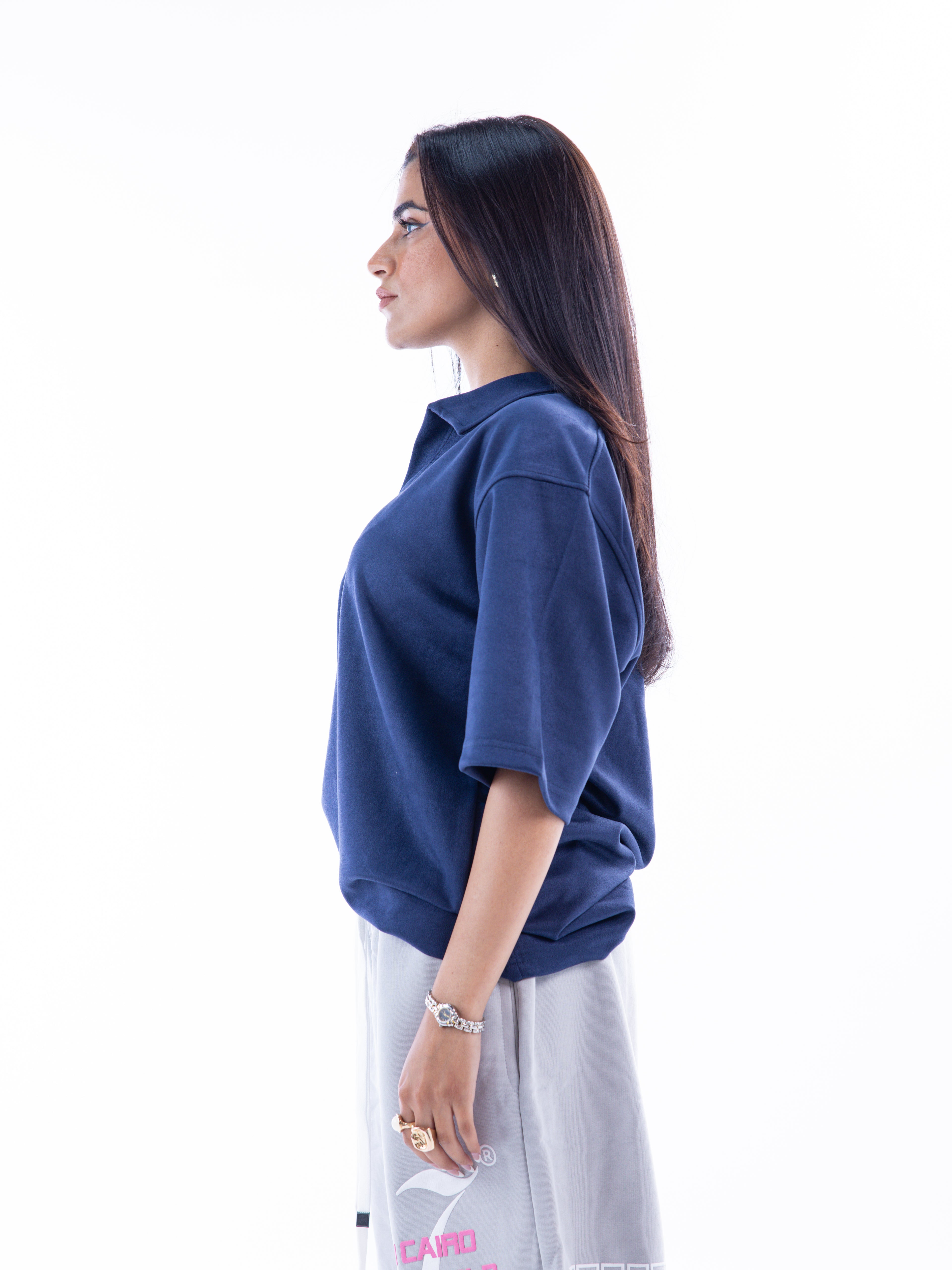 Navy Velvet Polo T-shirt – Escala (view 4)