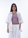 Off-white Velvet Zip-Up Shirt – Escala