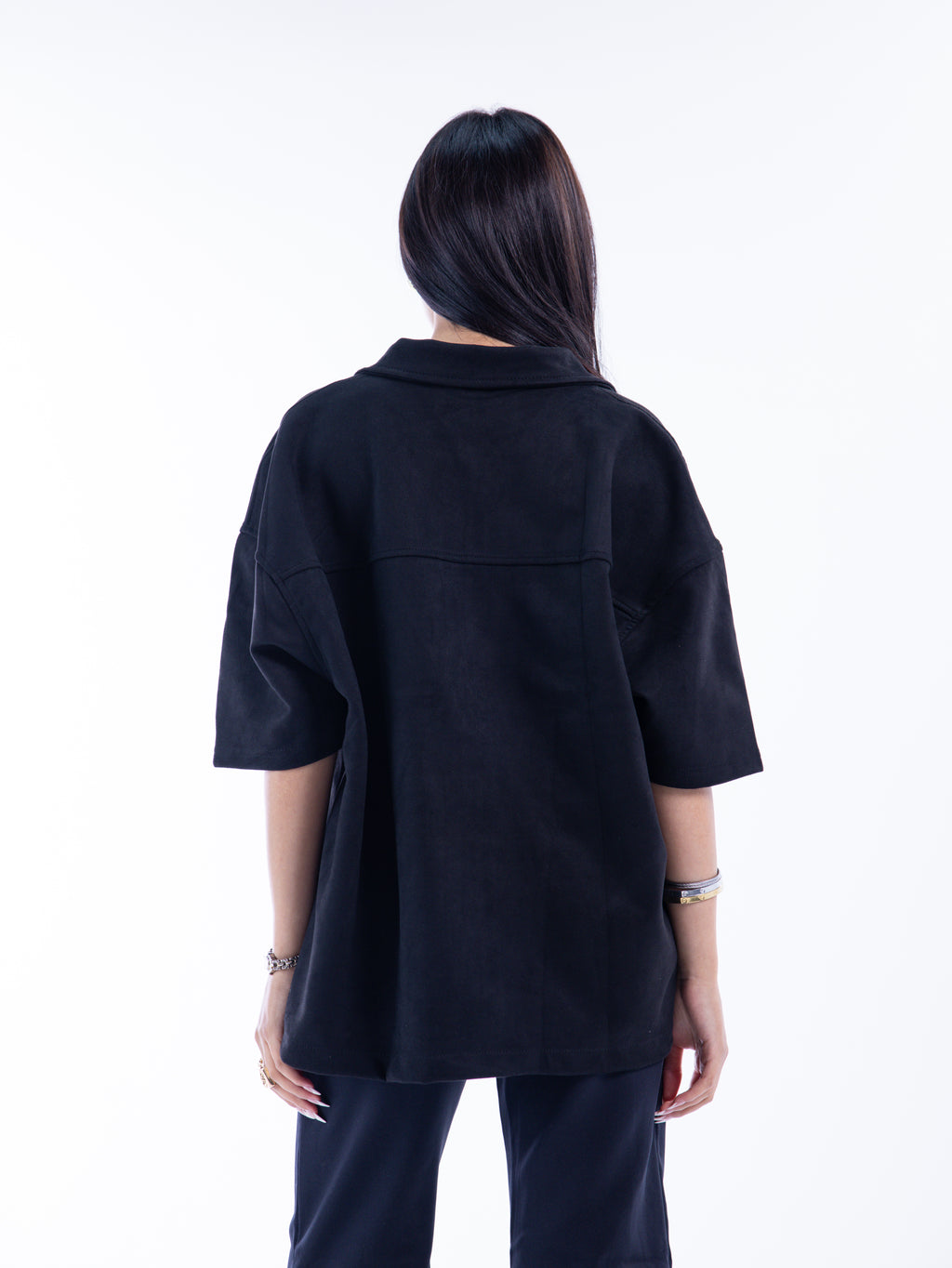 Black Velvet Zip-Up Shirt – Escala (view 6)