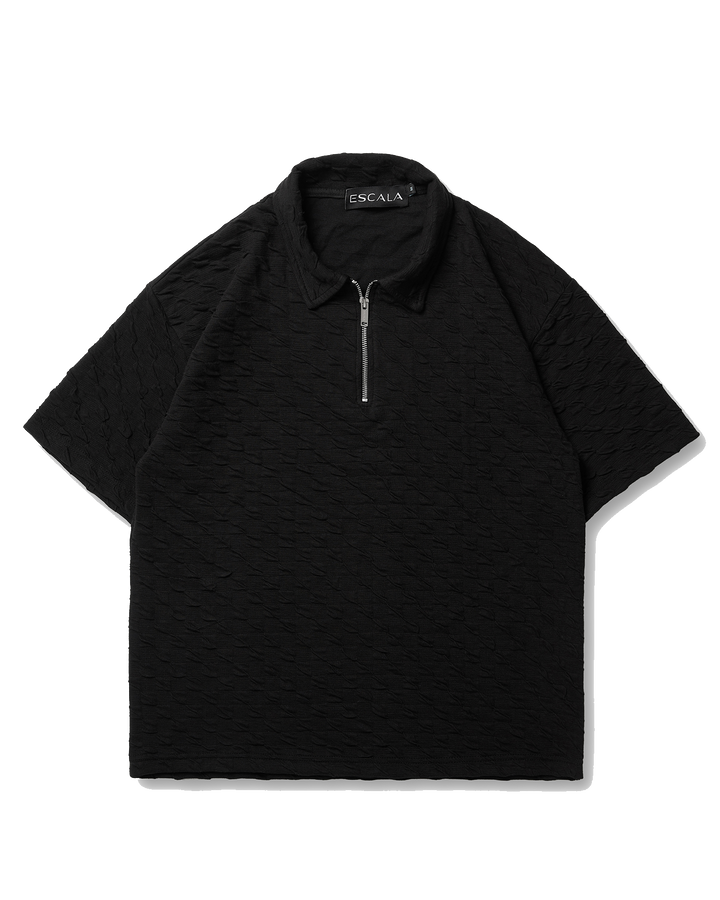 Textured Black Polo