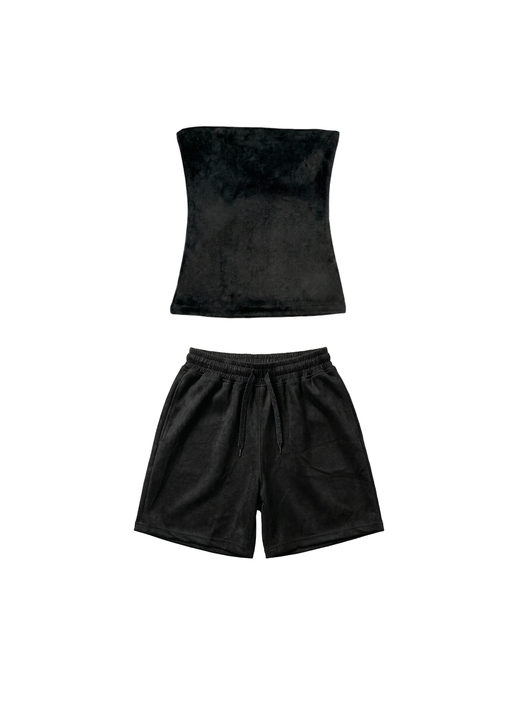 Black Tube Top Velvet Set