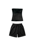Black Tube Top Velvet Set
