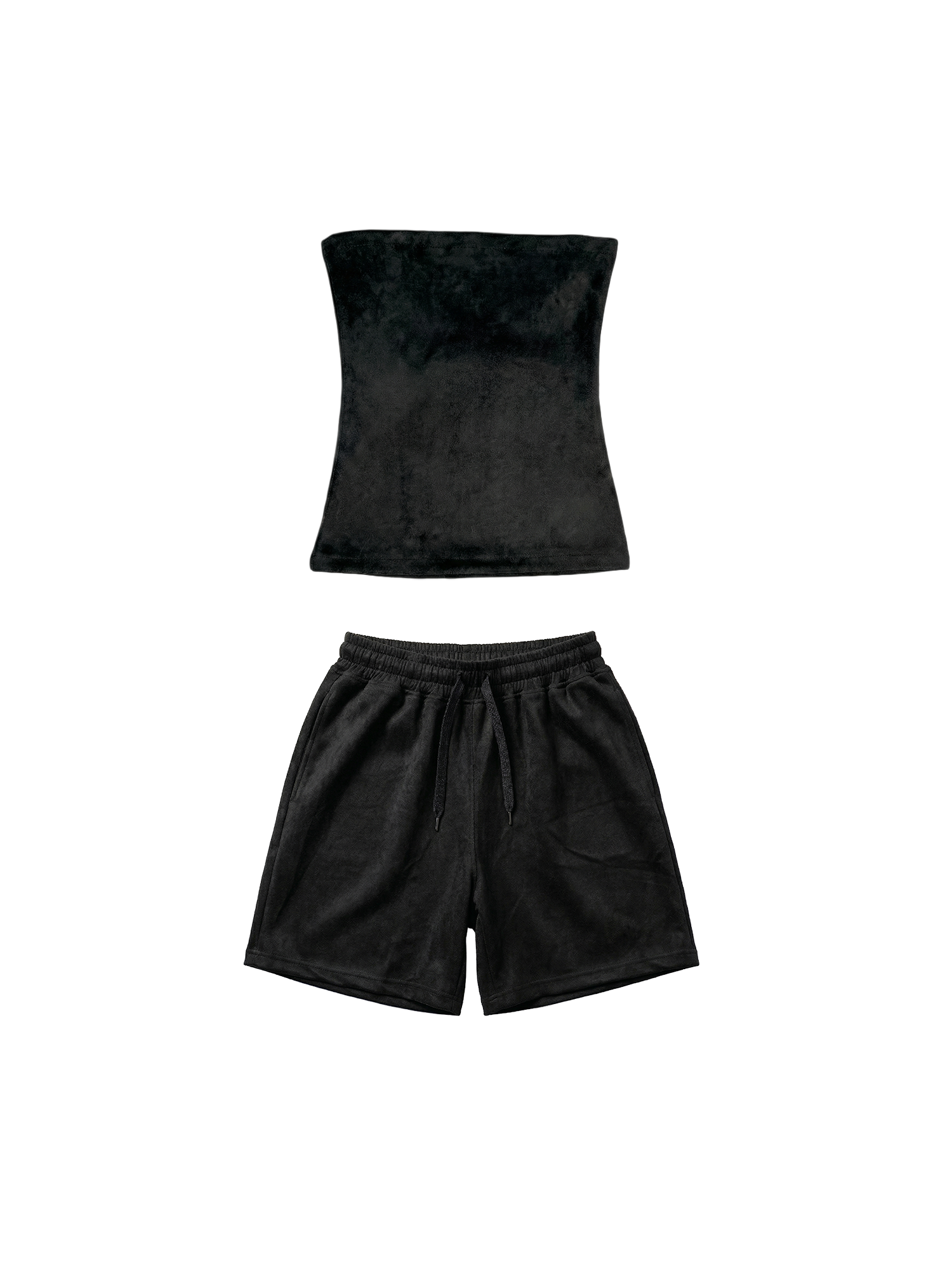 Black Tube Top Velvet Set
