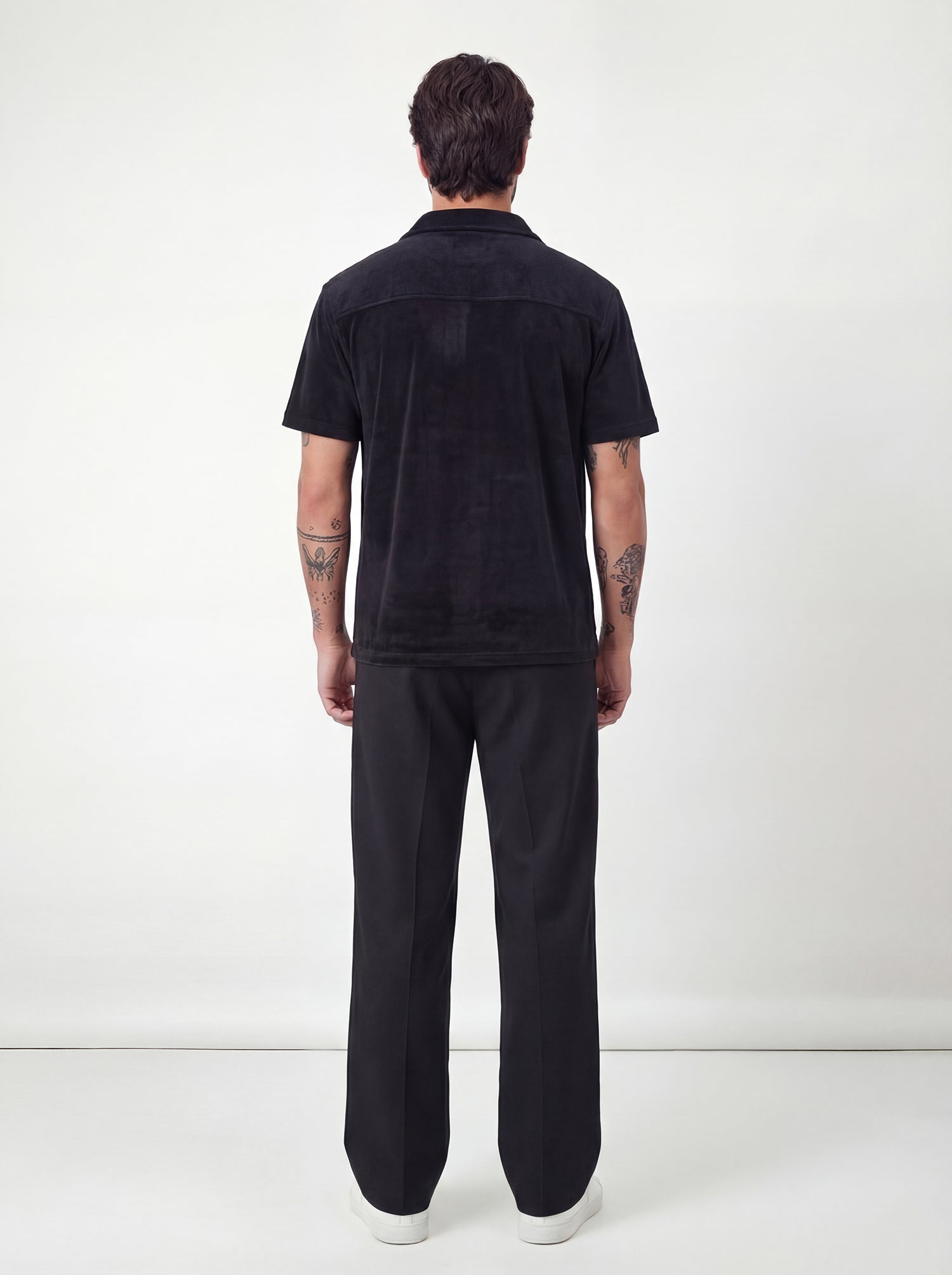 Black Velvet Zip-Up Shirt