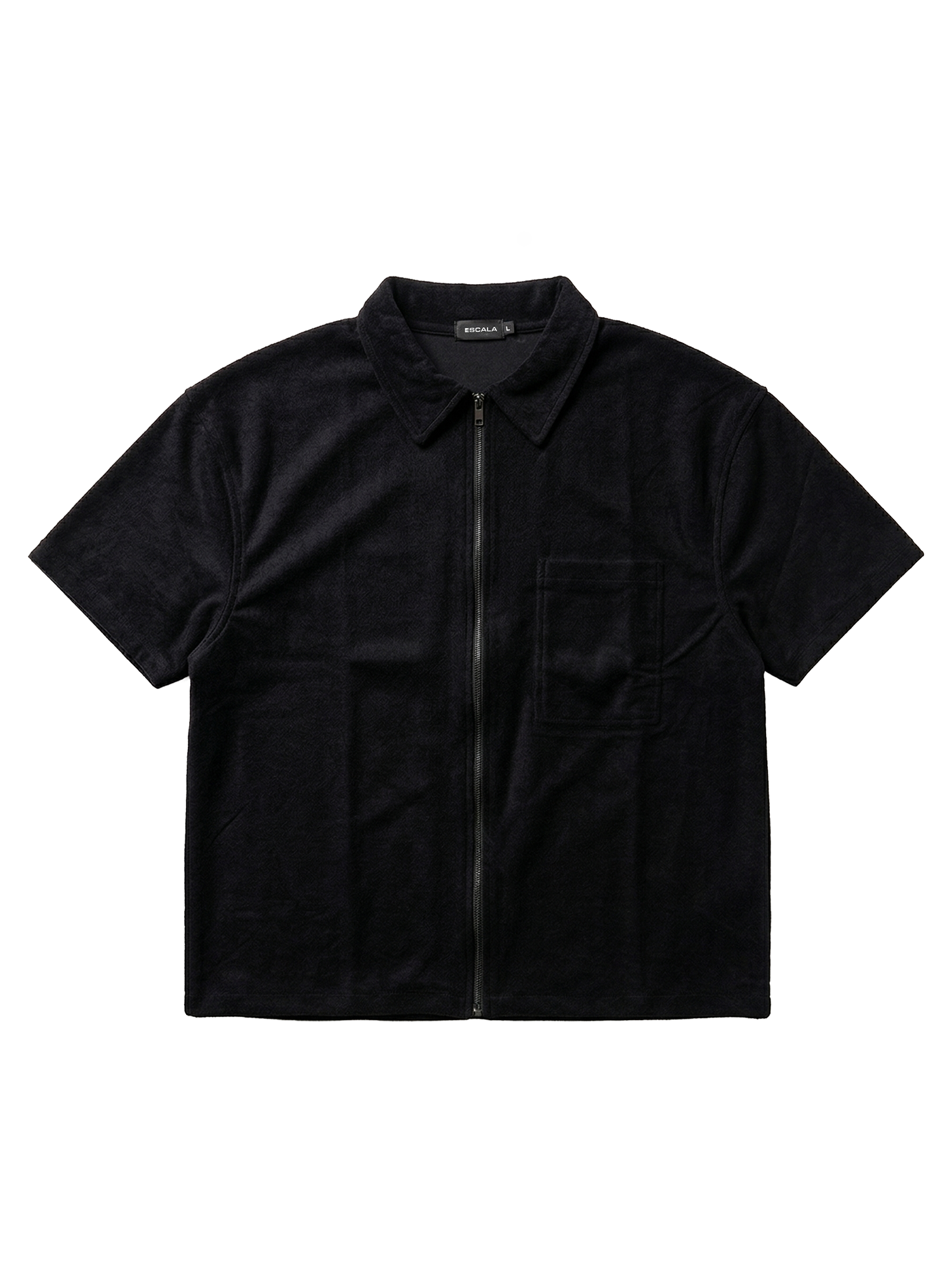 Black Velvet Zip-Up Shirt