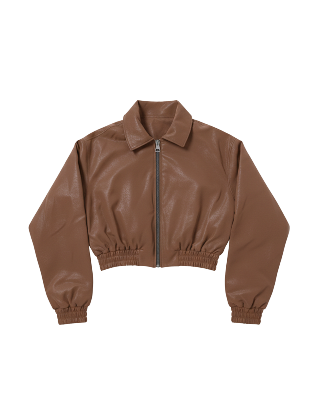 Chestnut Brown Cropped Leather Jacket
