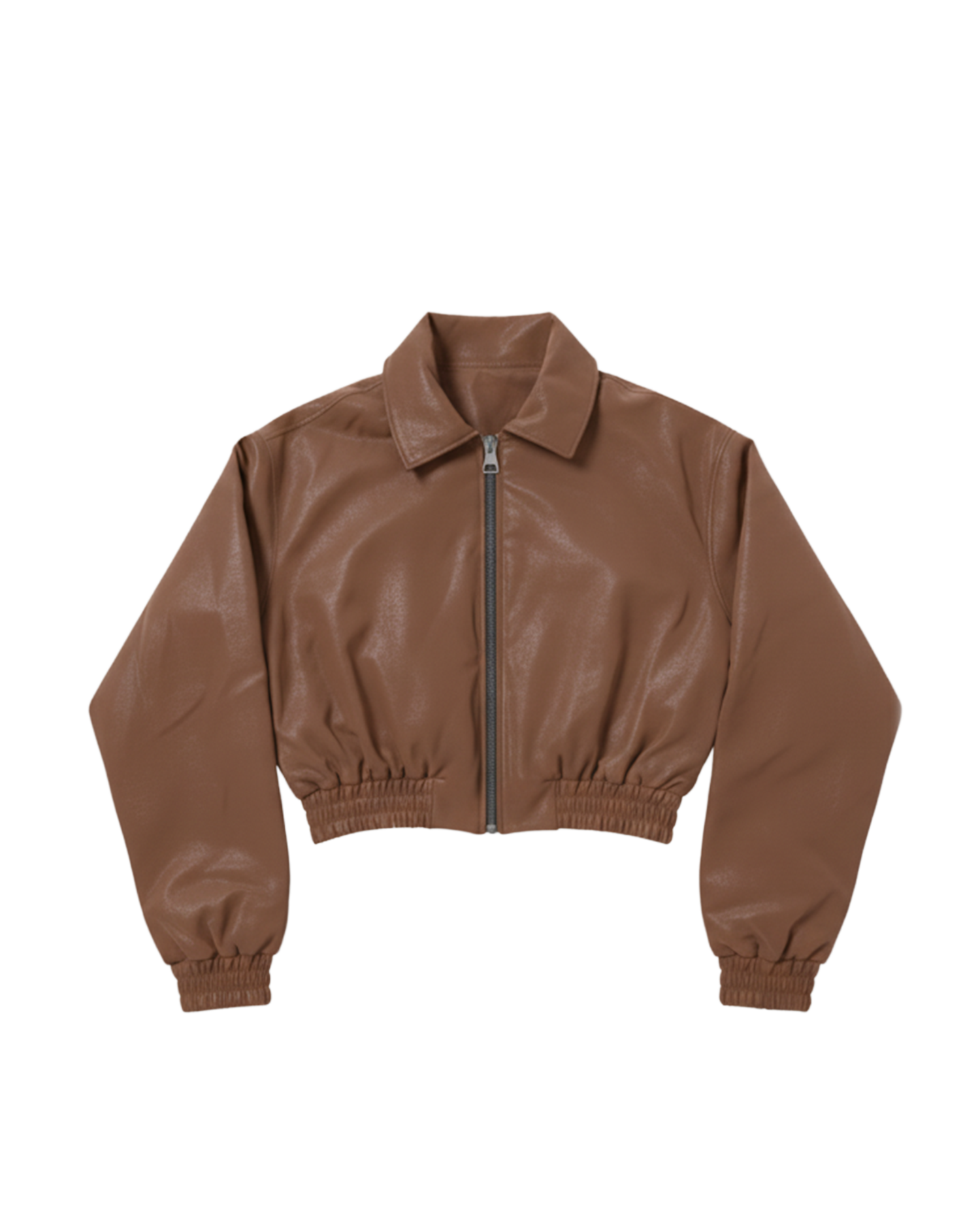 Chestnut Brown Cropped Leather Jacket