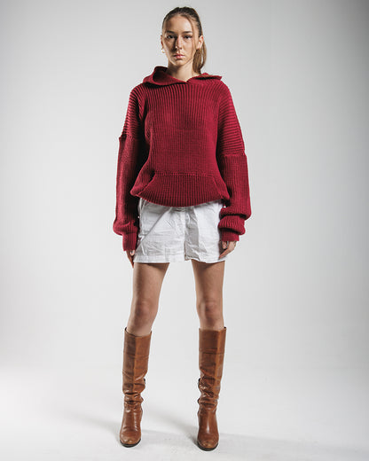 Raspberry Wine Knit Hoodie