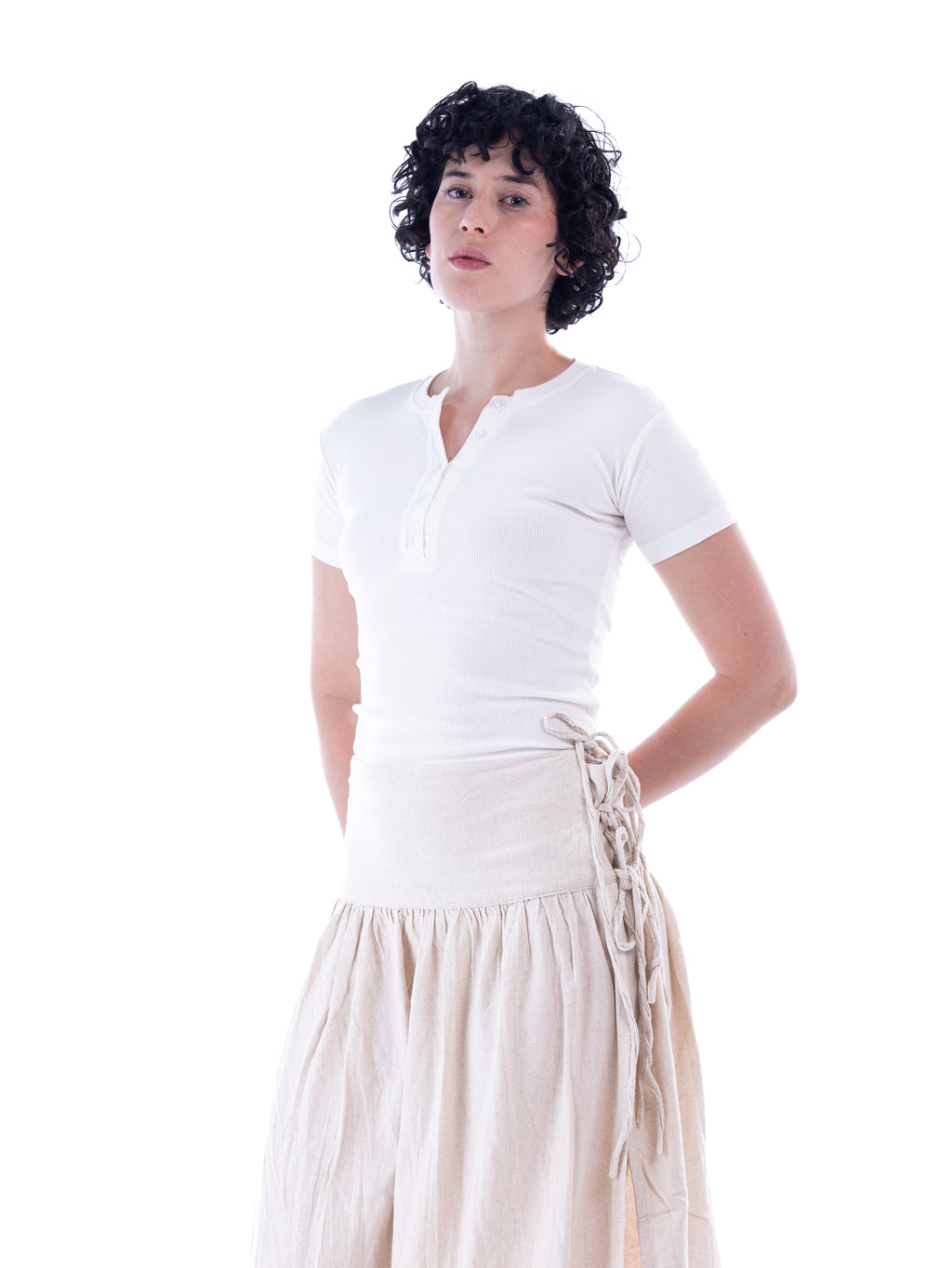 White Henley Top