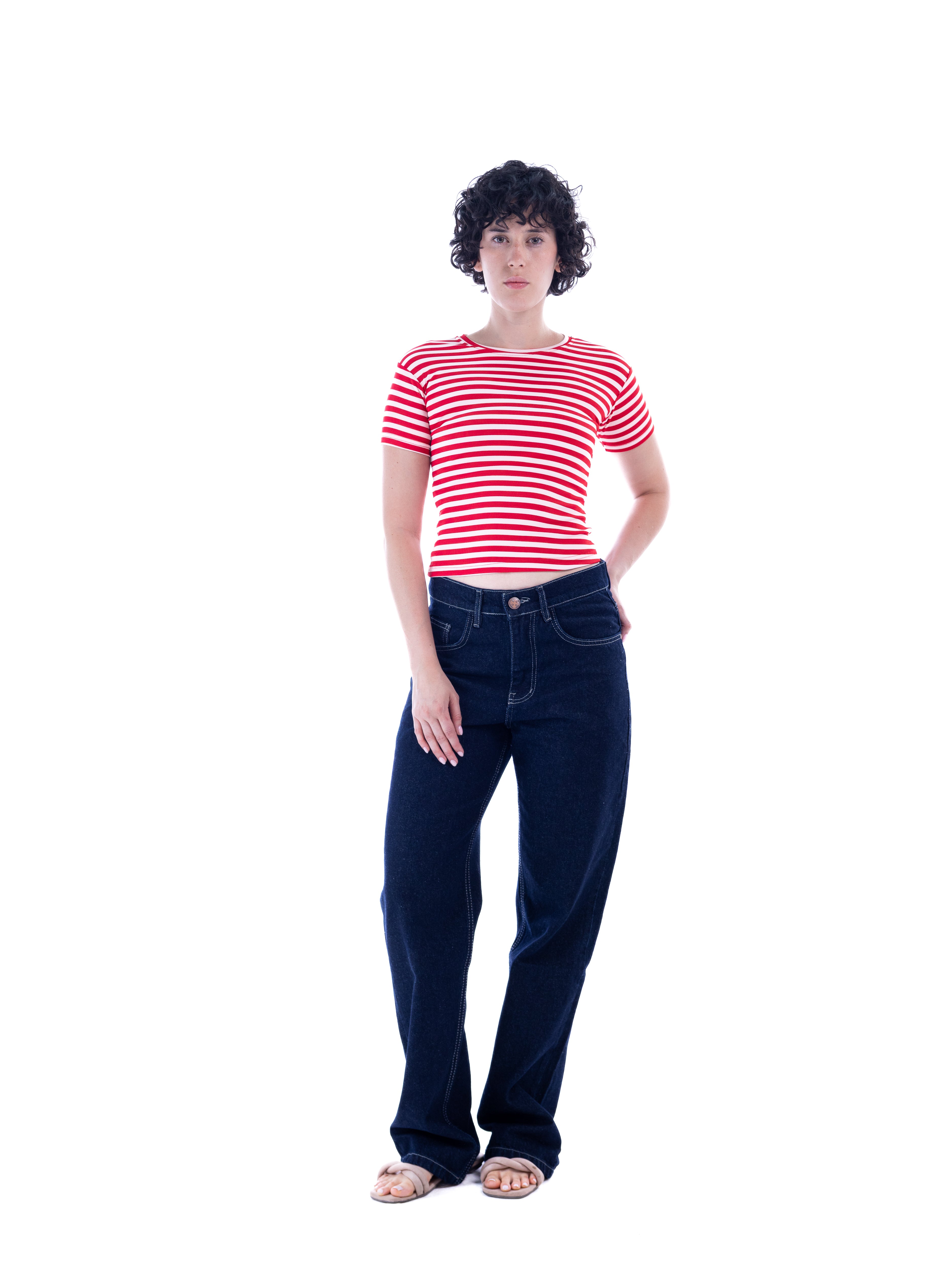 Red Striped Baby Tee