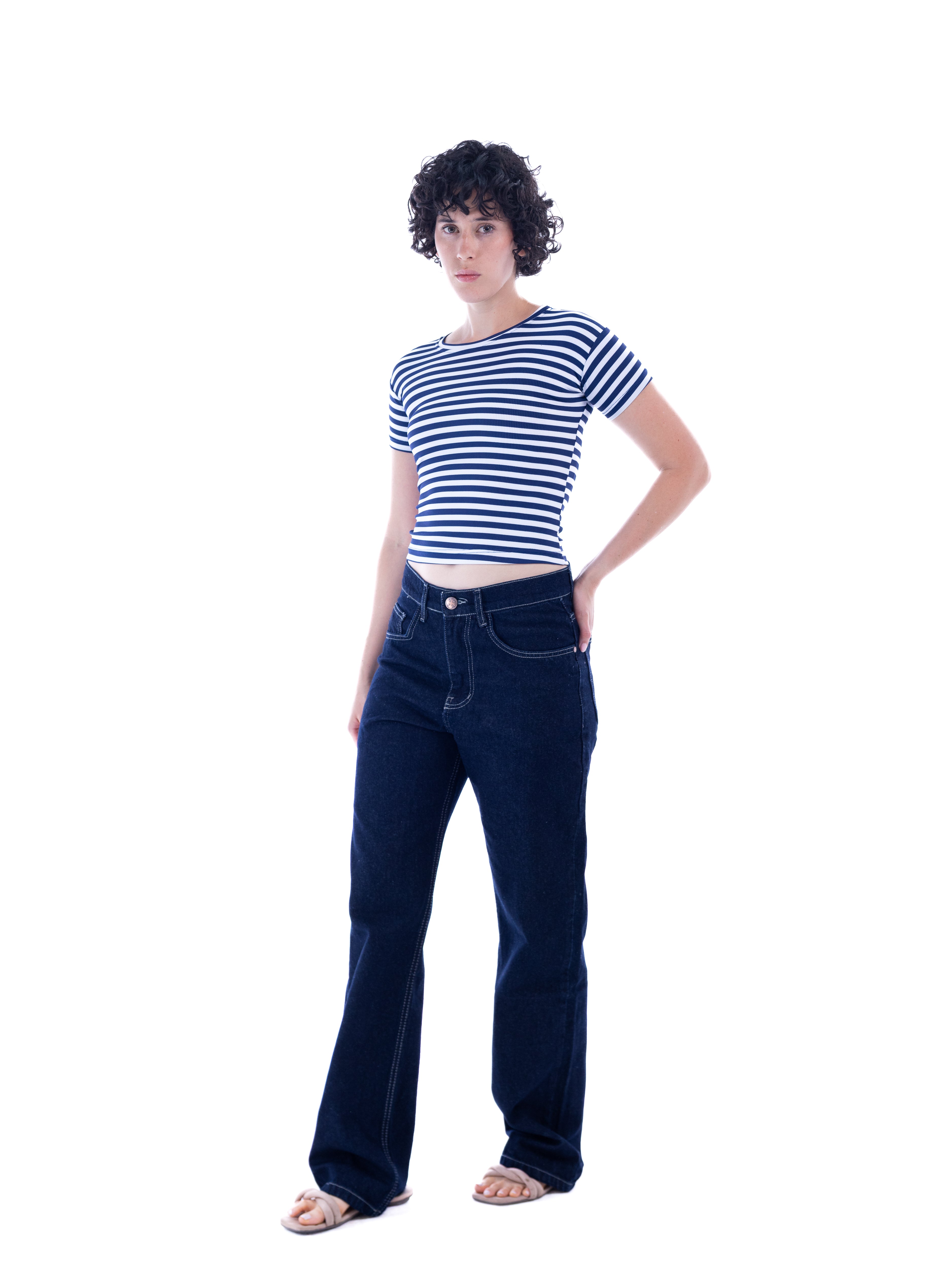 Navy Striped Baby Tee