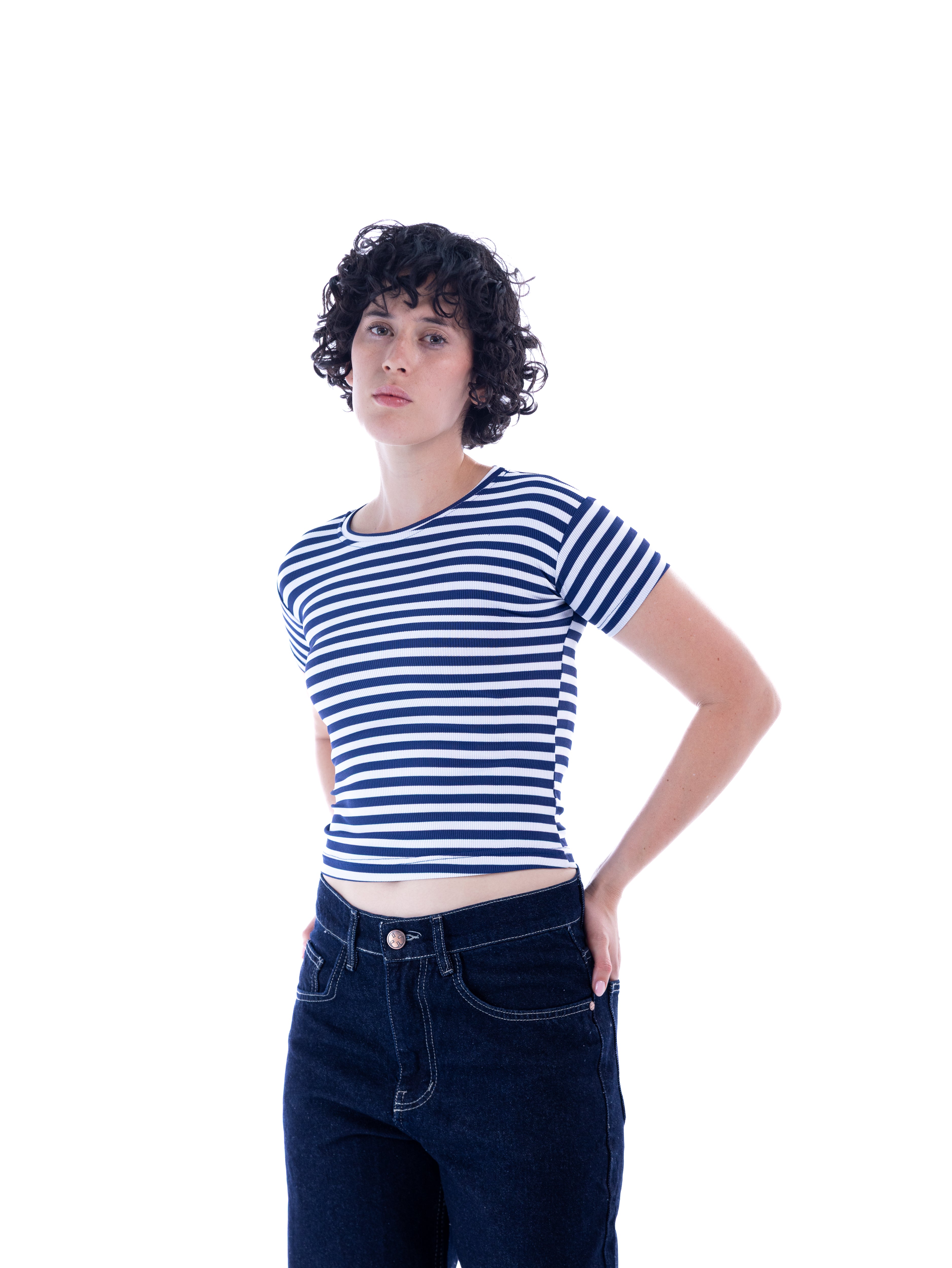 Navy Striped Baby Tee