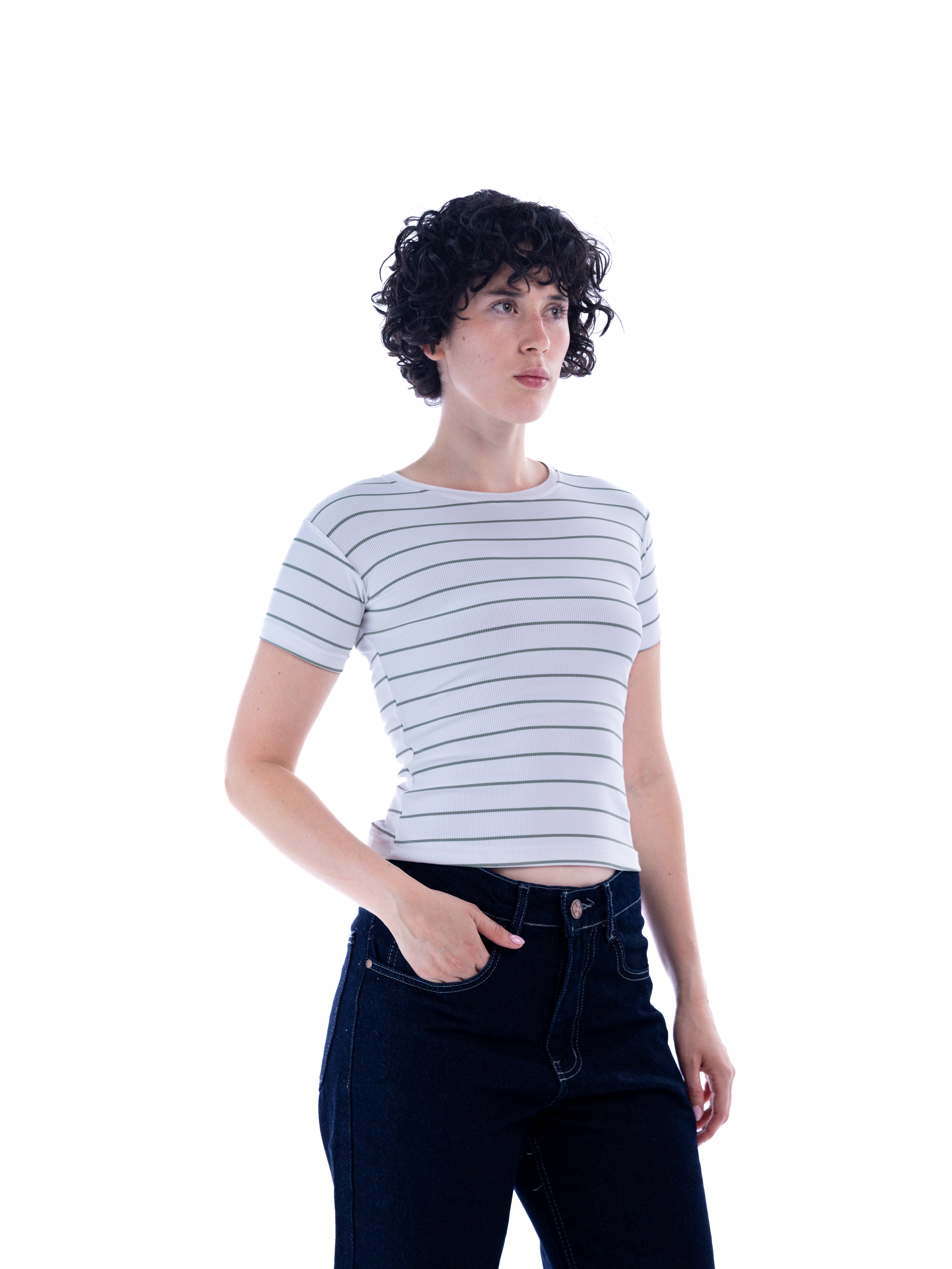 Olive Striped Baby Tee