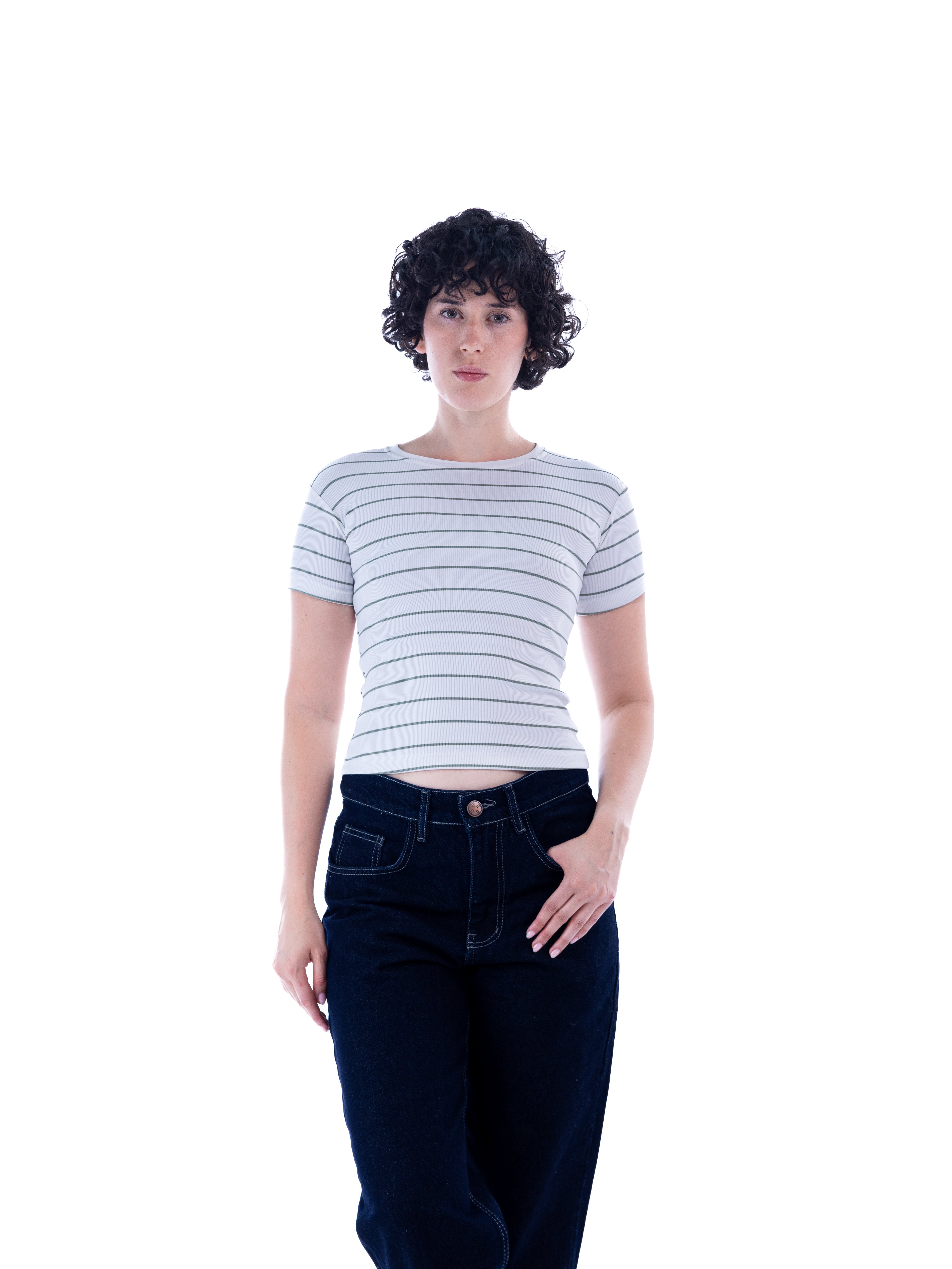 Olive Striped Baby Tee