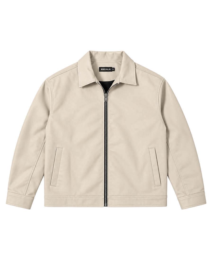 Cream Leather Jacket