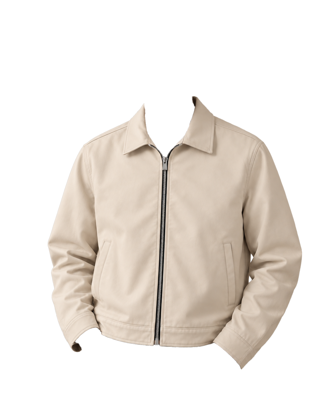 Cream Leather Jacket