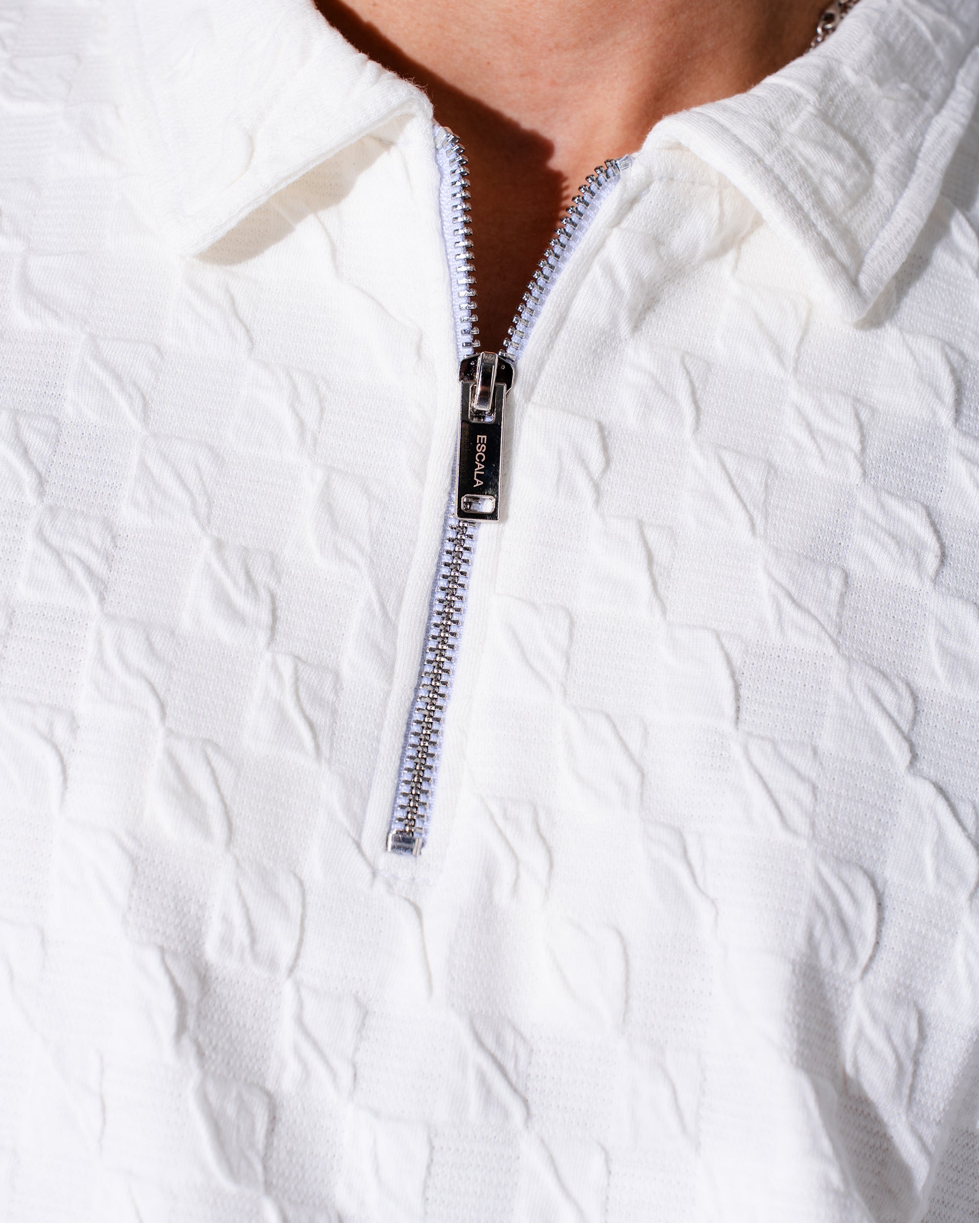 Textured White Polo