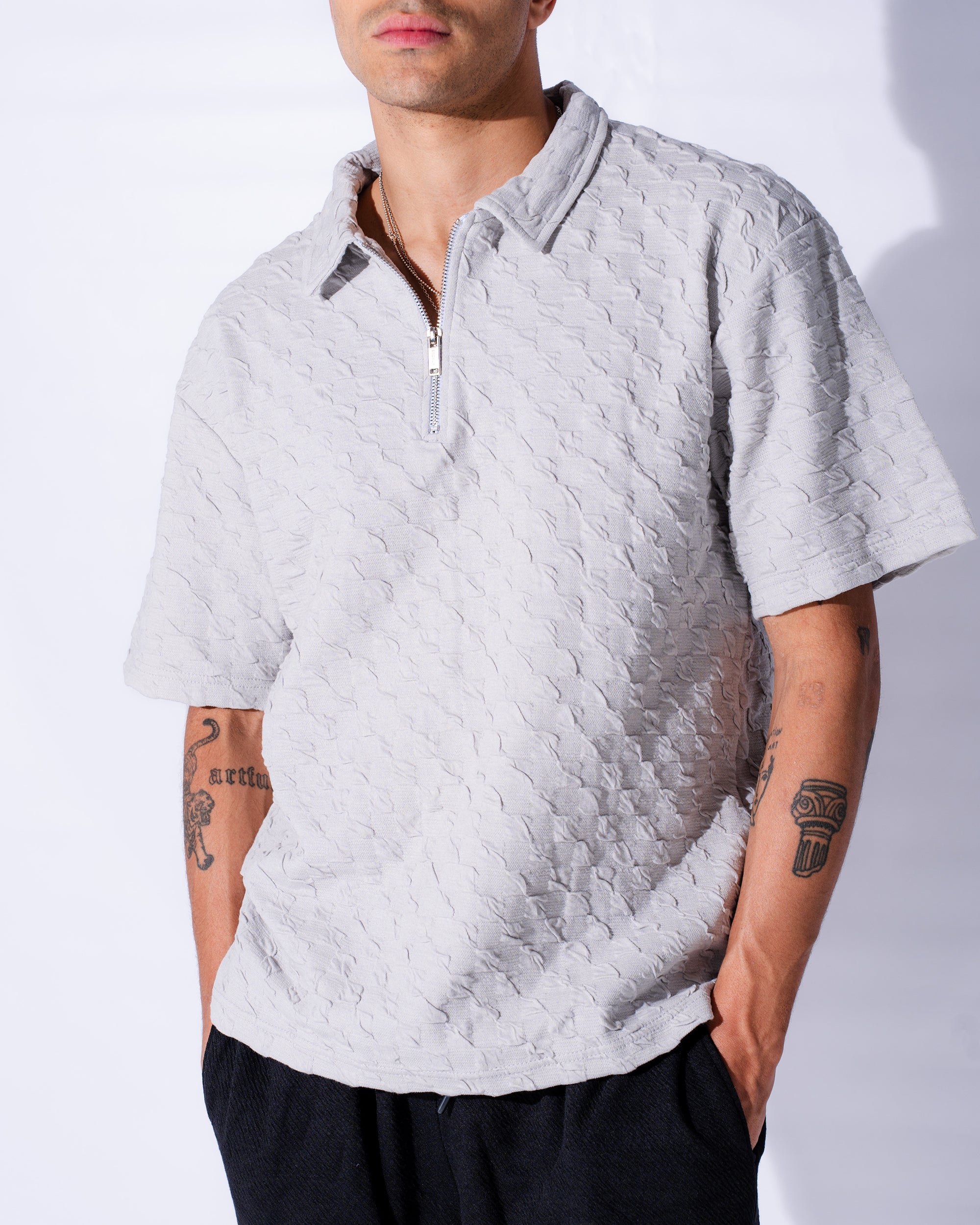 Textured Gray Polo