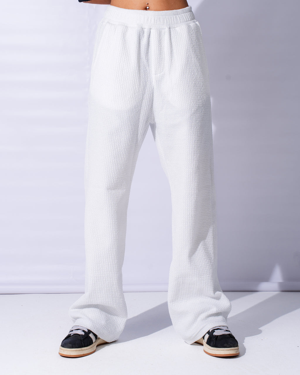 White Waffle Pants