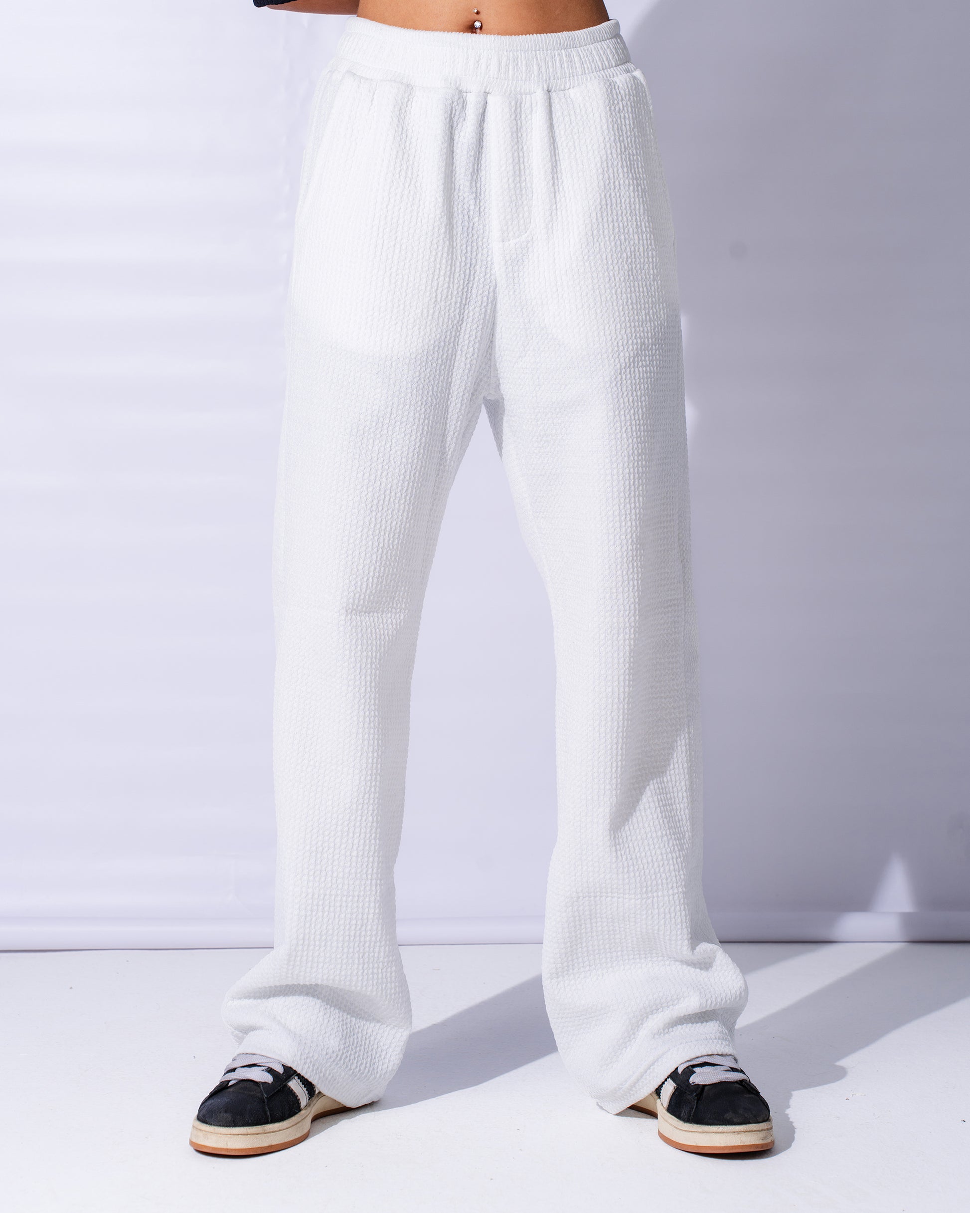 White Waffle Pants