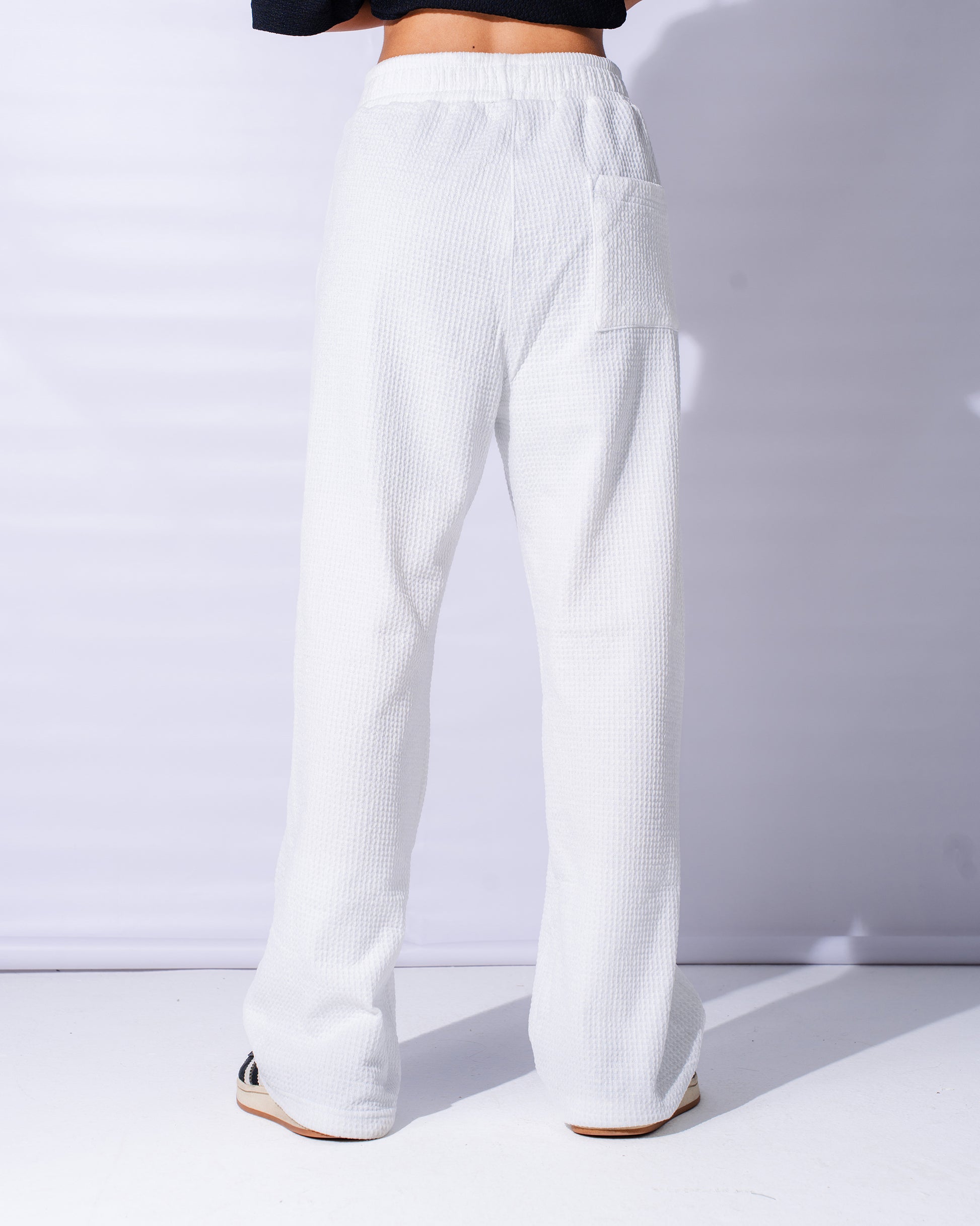 White Waffle Pants