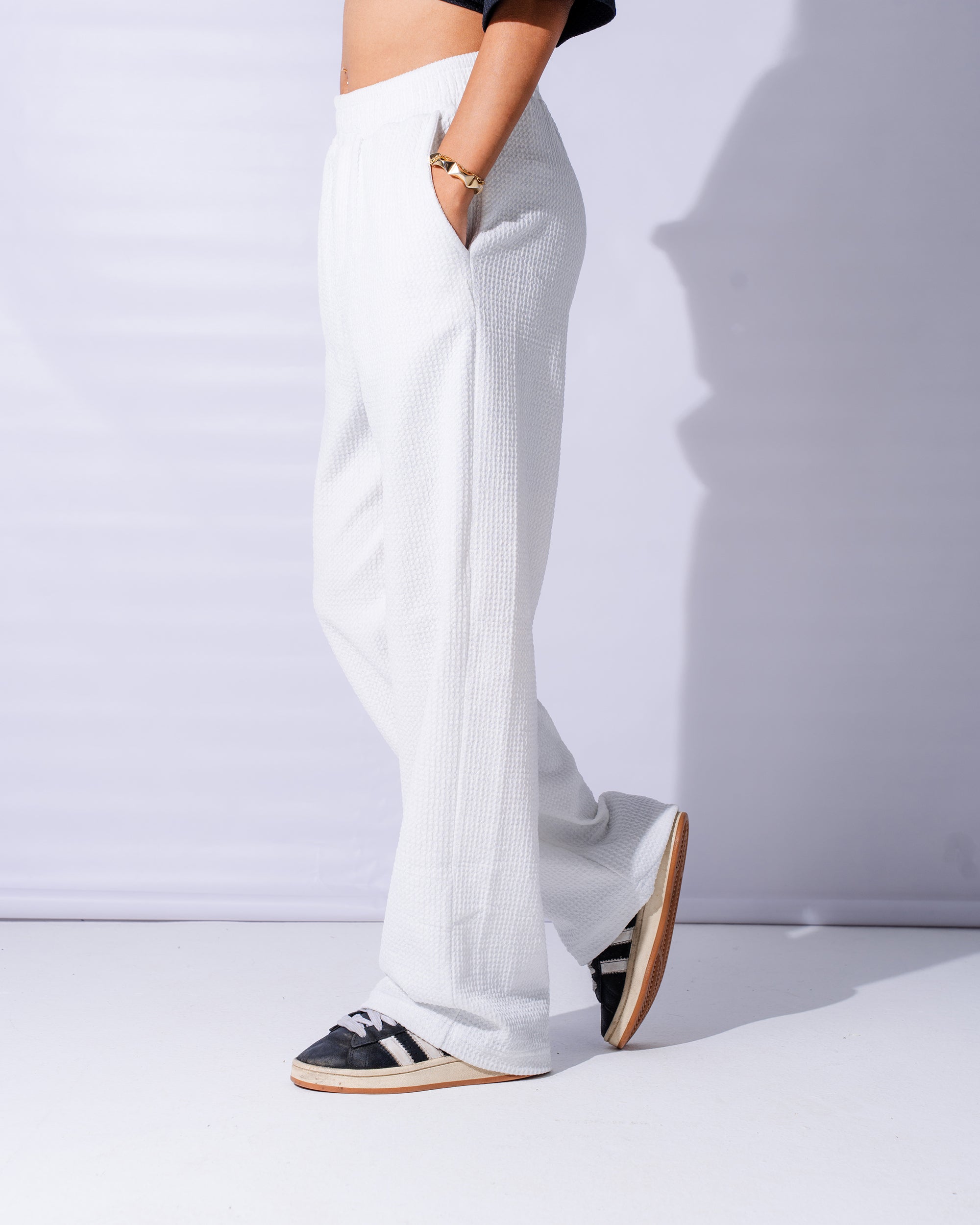White Waffle Pants