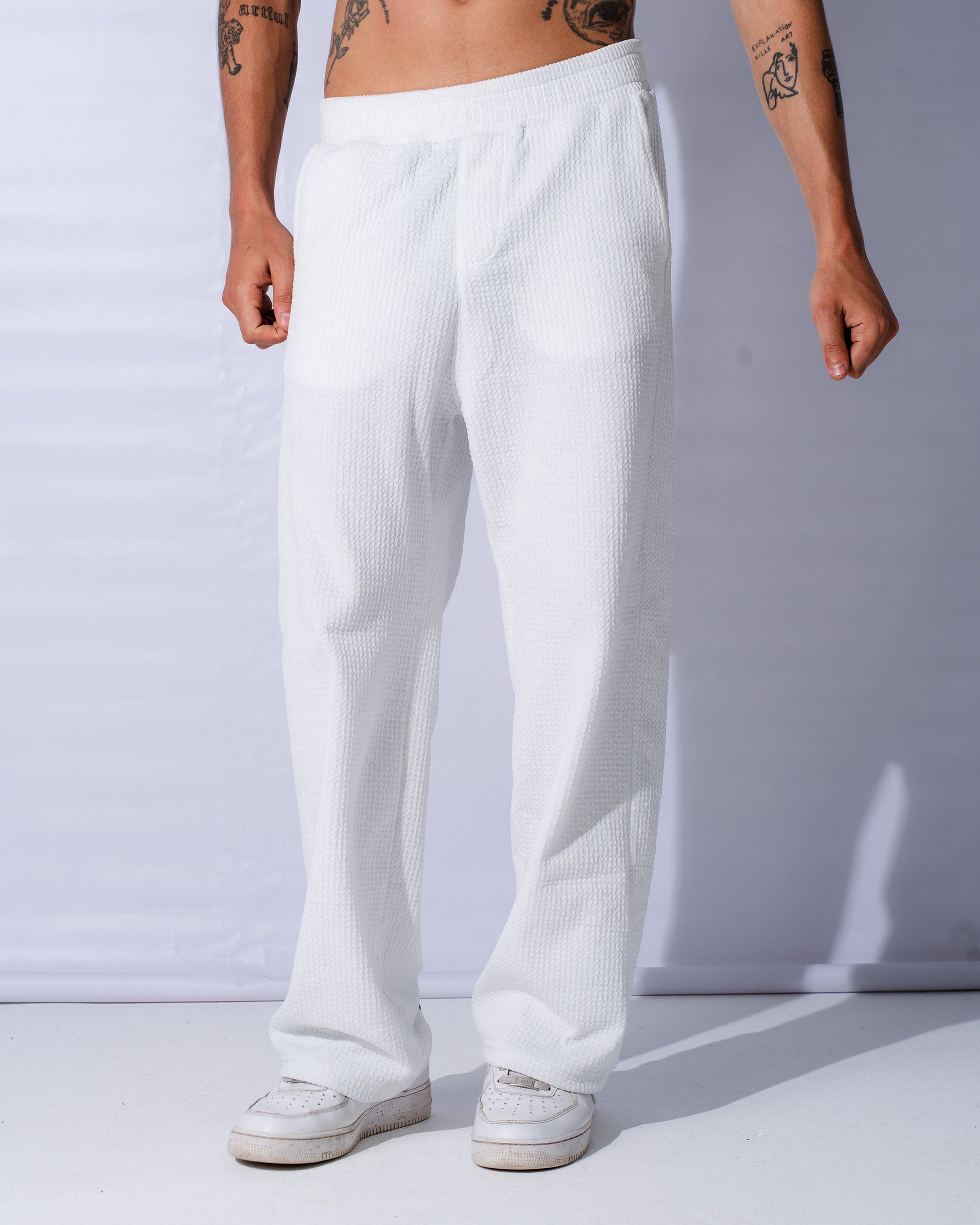 White Waffle Pants