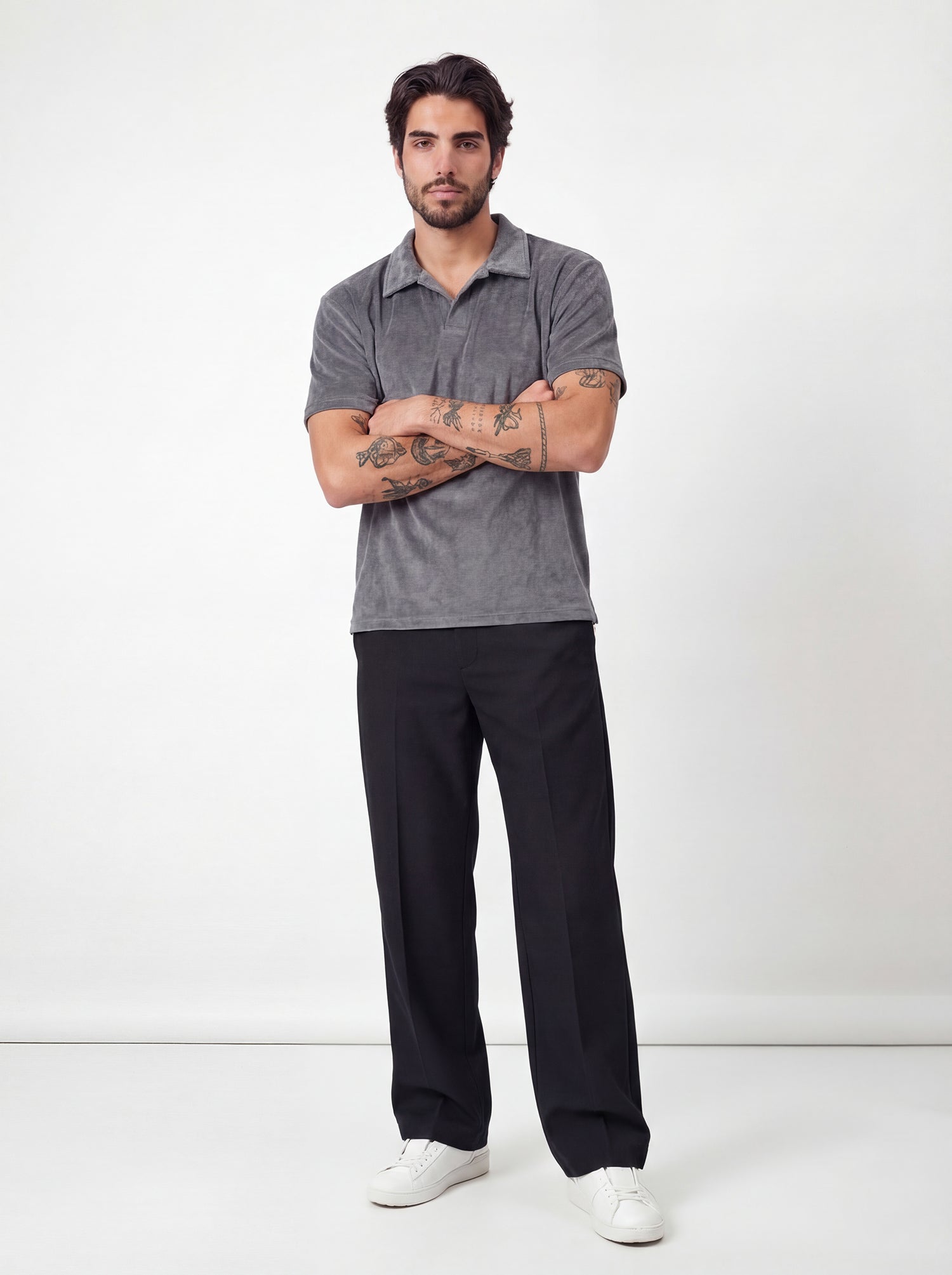 Grey Velvet Polo T-shirt