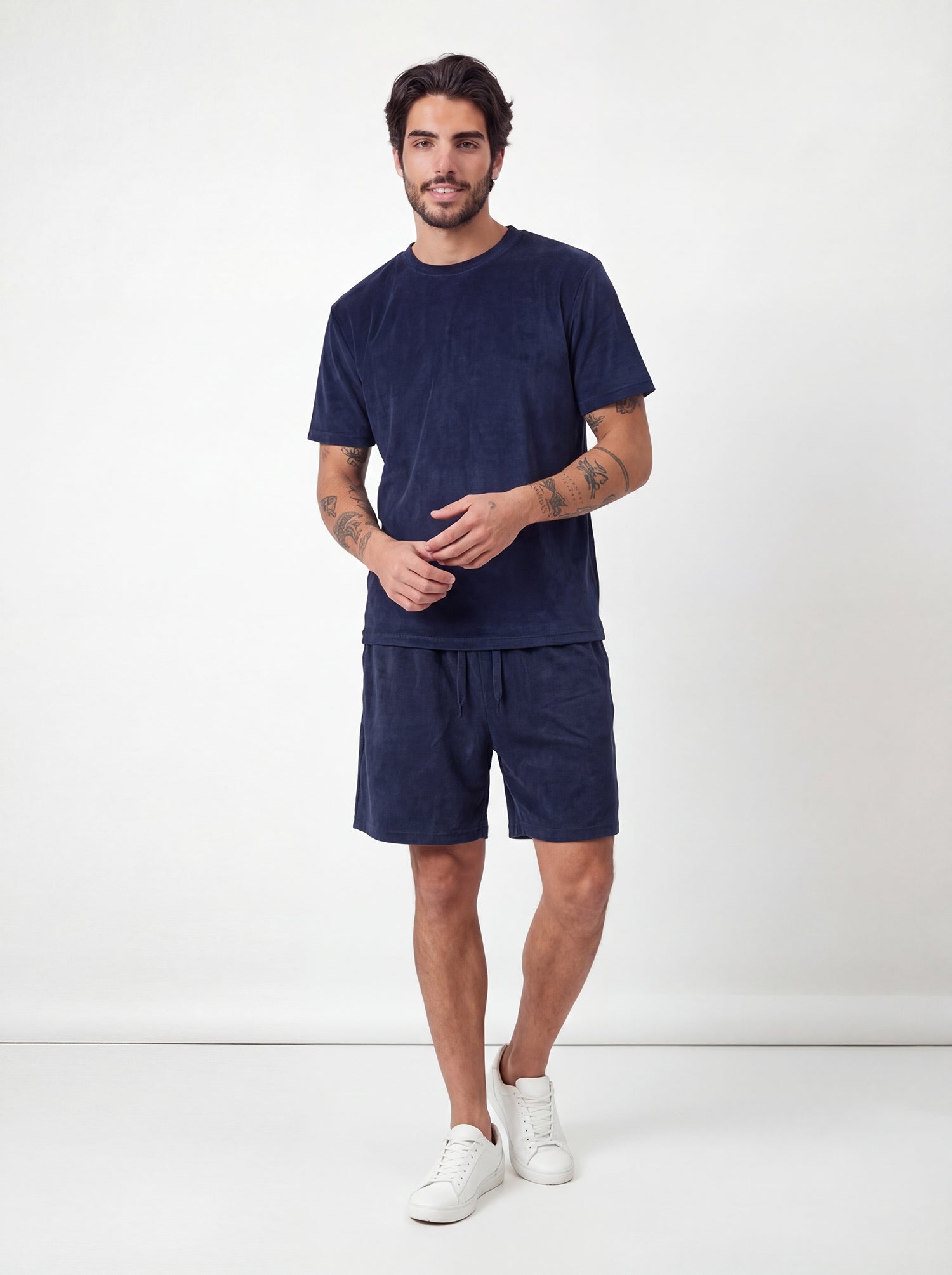 パンツ ground y 21AW Velvet Layered Short Pants Navy Velvet Short – Bottoms | Escala