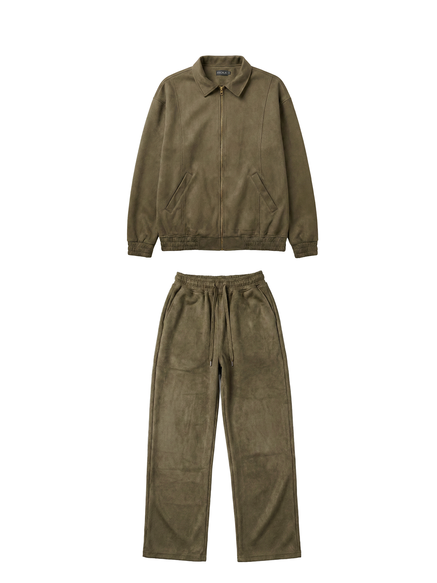 Forest Olive Suede Tracksuit