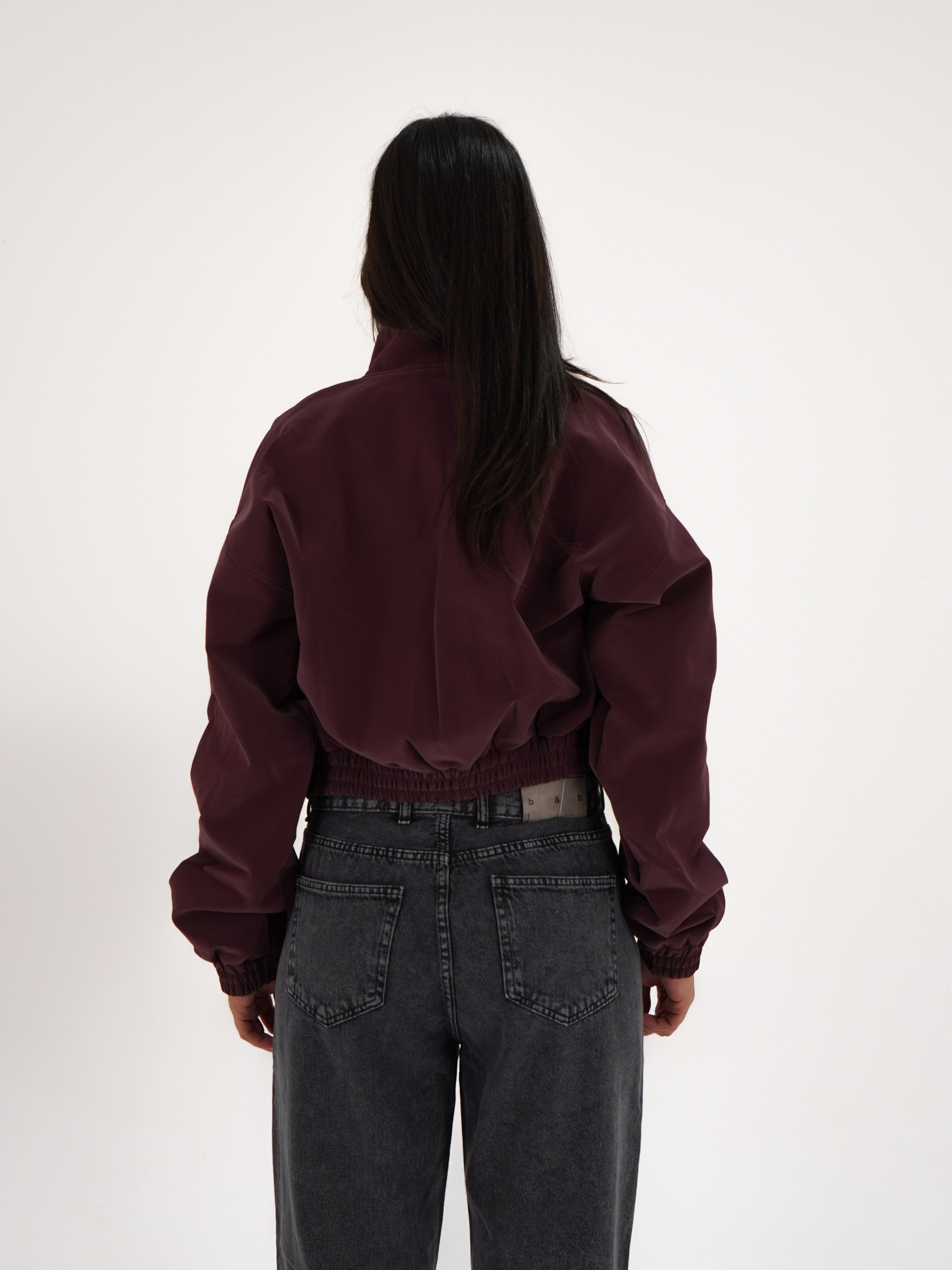 Burgandy Cropped Leather Jacket
