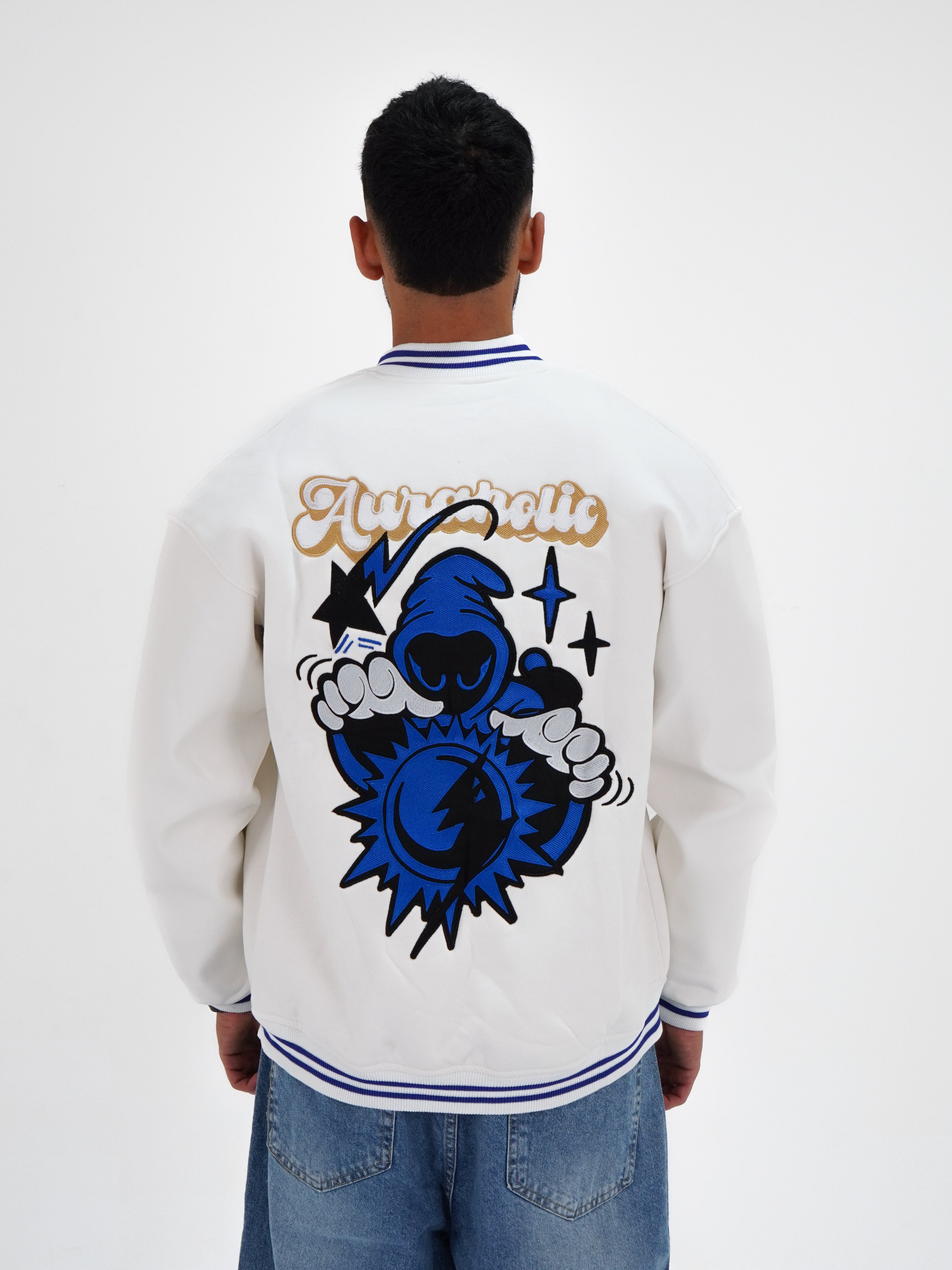 Auraholic White Varsity Jacket
