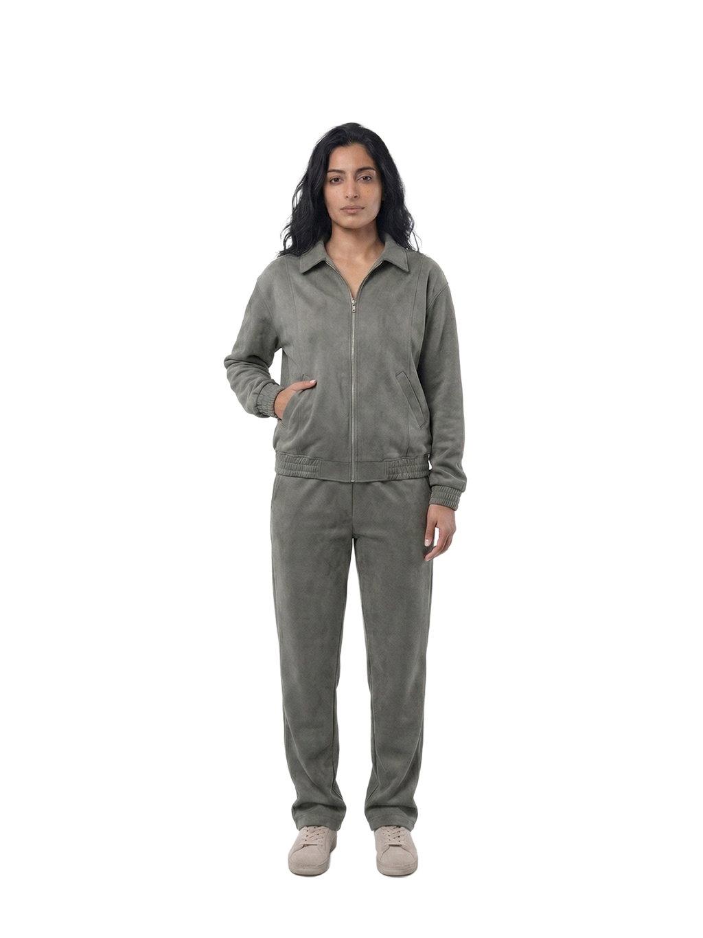 Graphite Grey Suede Tracksuit