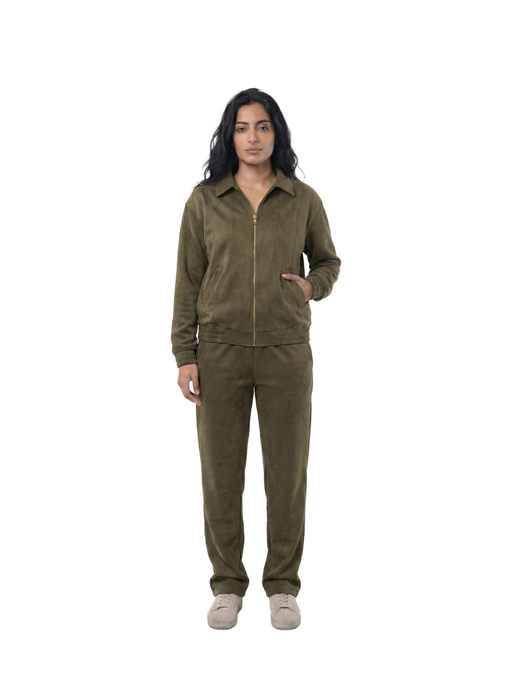 Forest Olive Suede Tracksuit