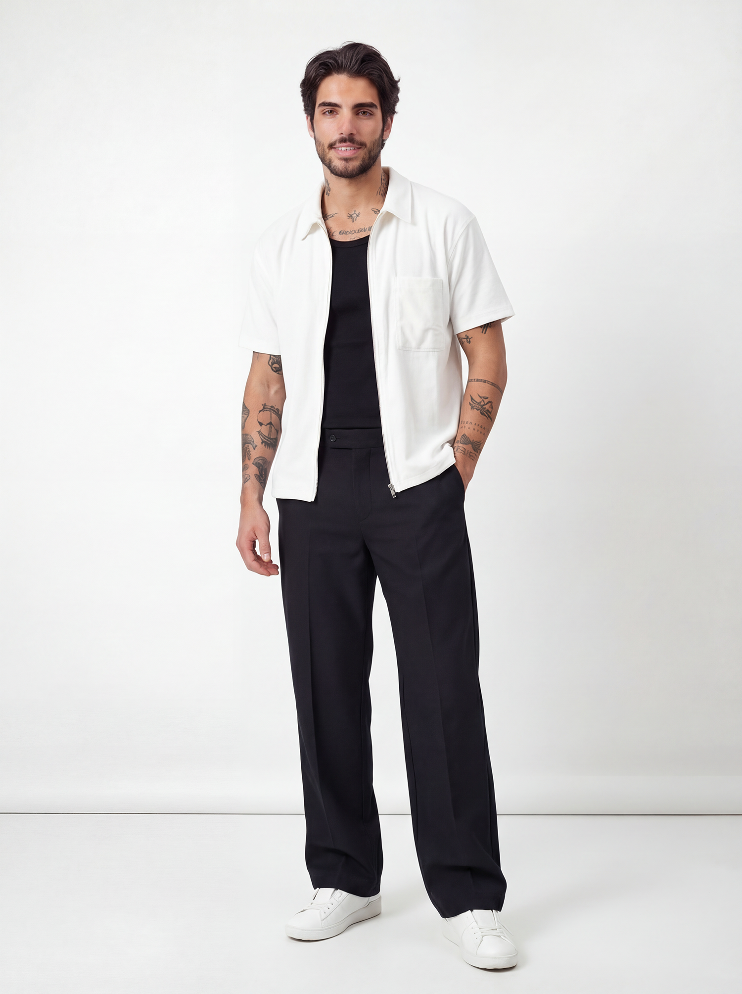 Off-white Velvet Zip-Up Shirt