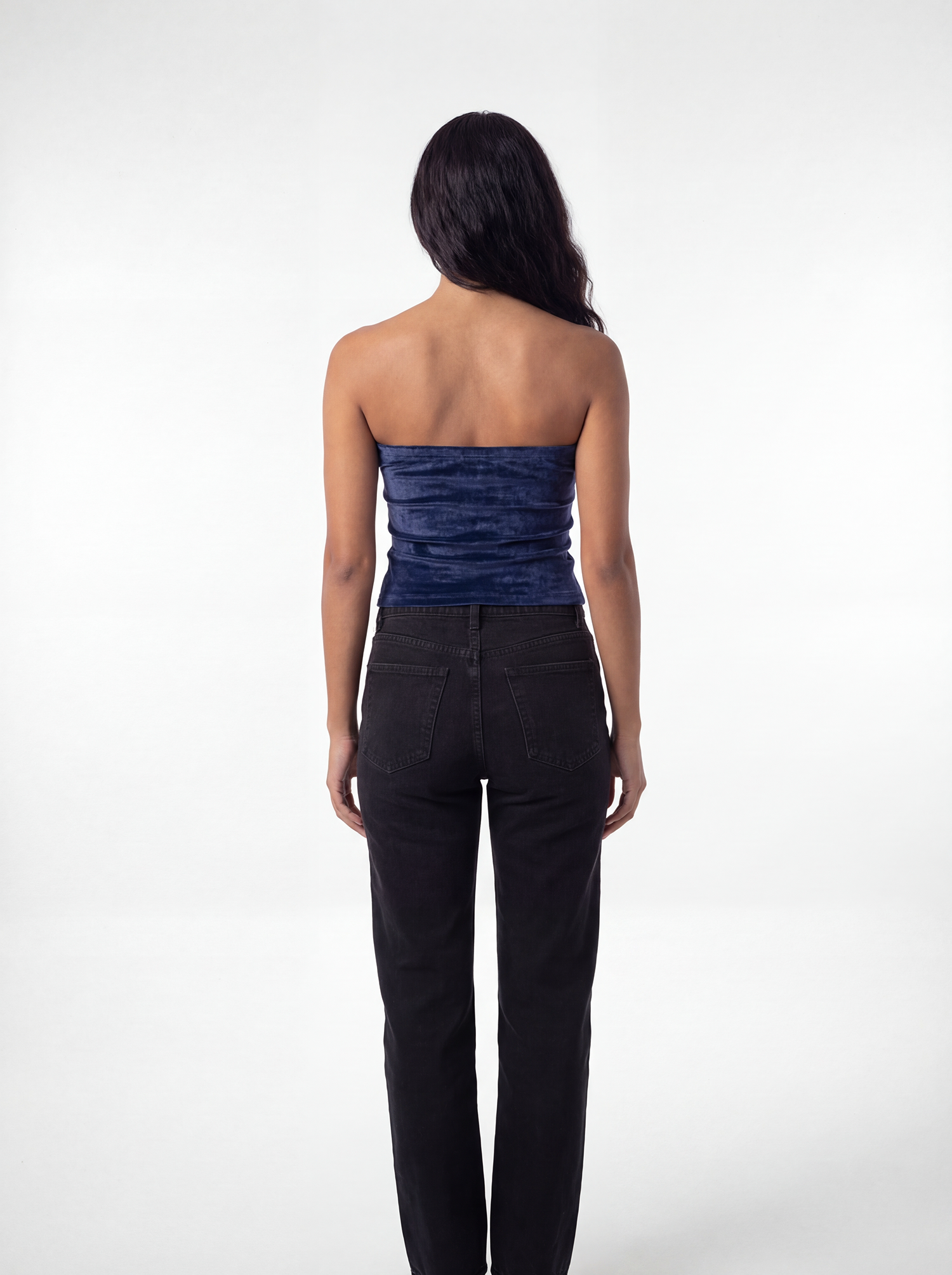 Navy Velvet Tube Top