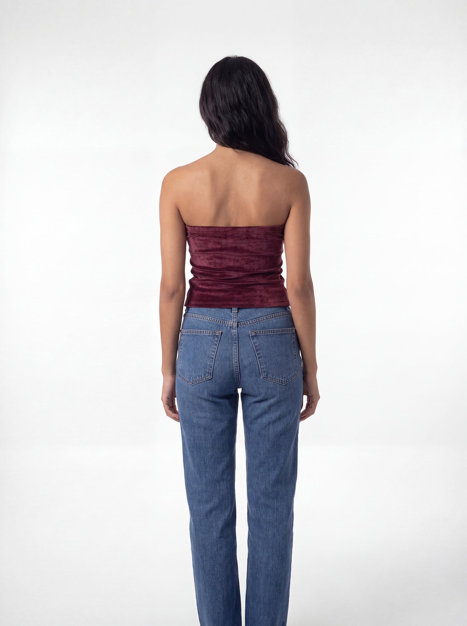 Burgundy Velvet Tube Top