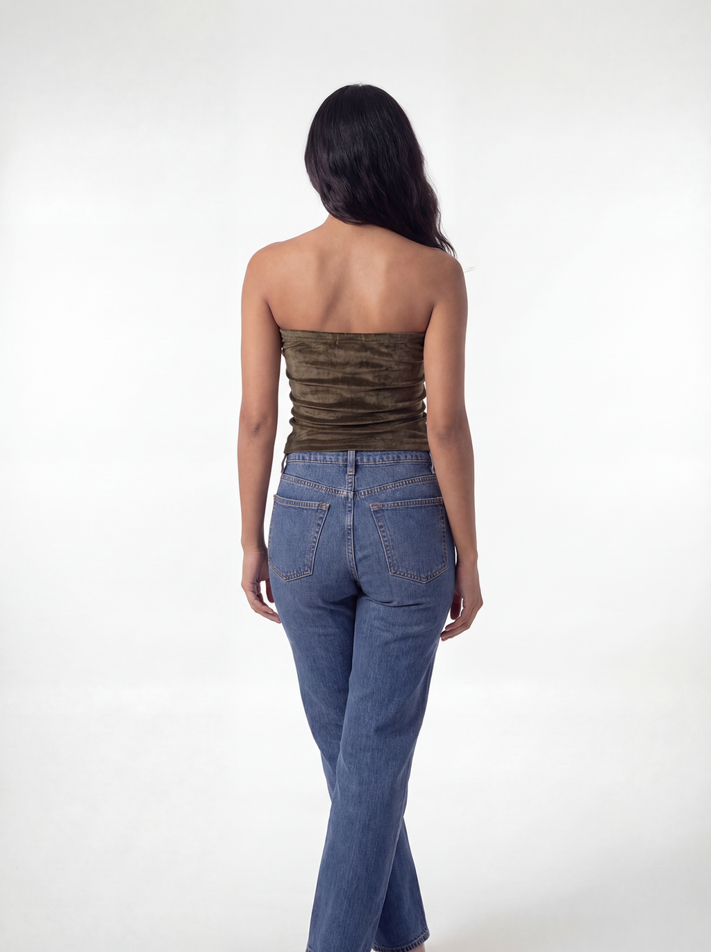 Olive Velvet Tube Top