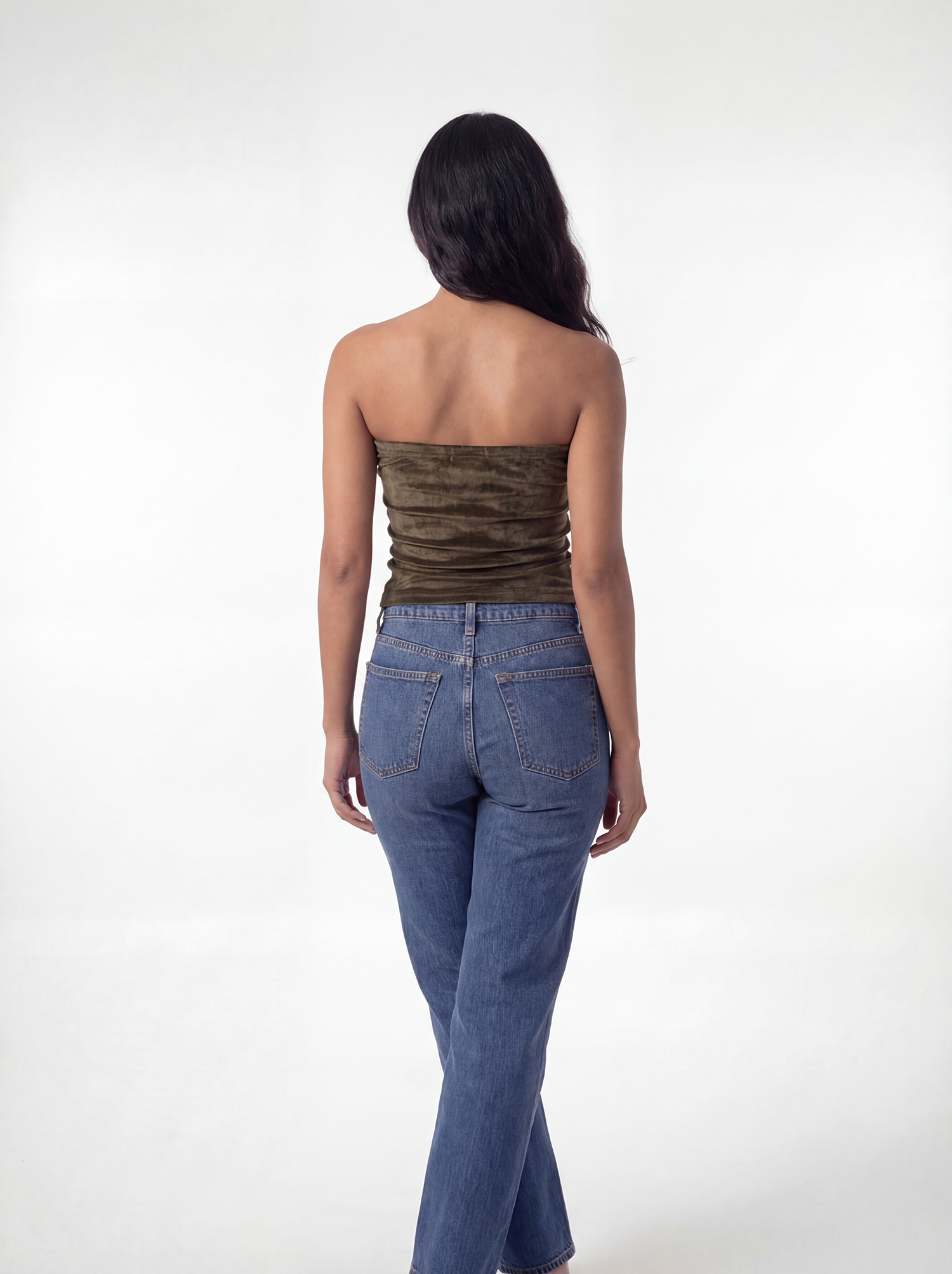 Olive Velvet Tube Top