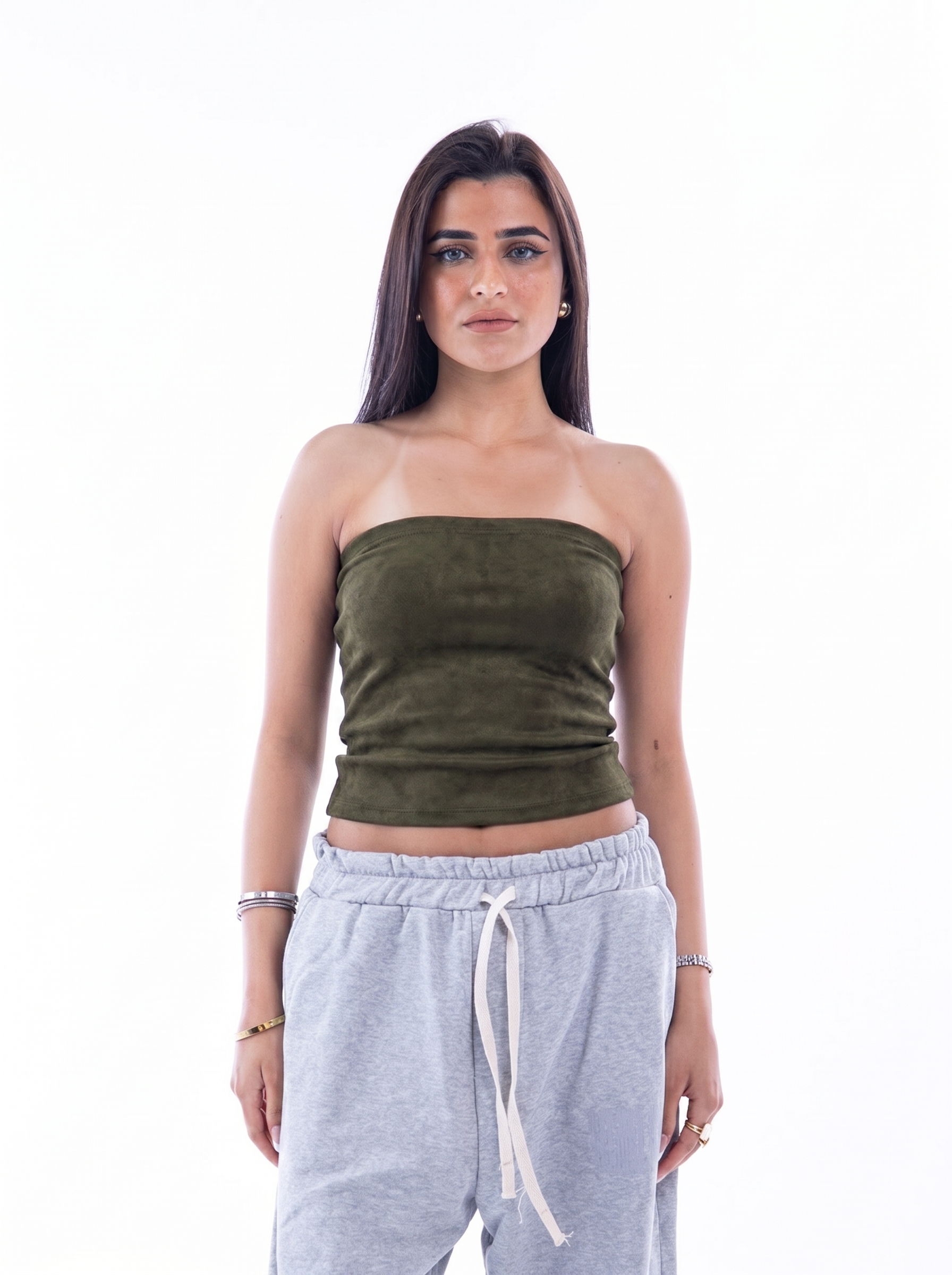 Olive Velvet Tube Top – Escala
