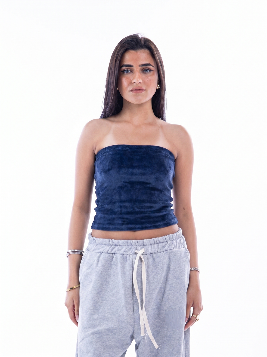 Navy Velvet Tube Top – Escala