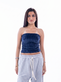 Navy Velvet Tube Top – Escala