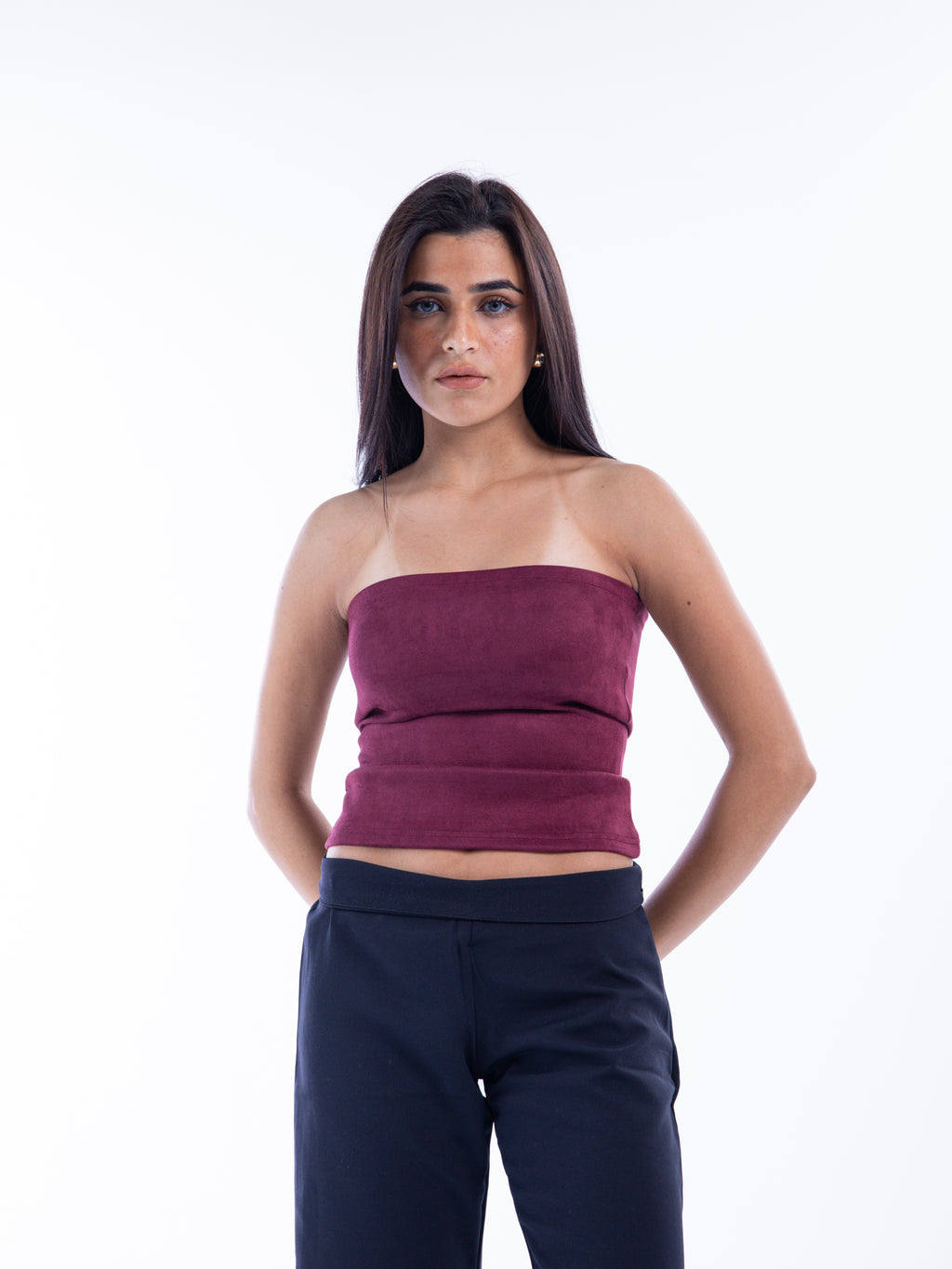Burgundy Velvet Tube Top