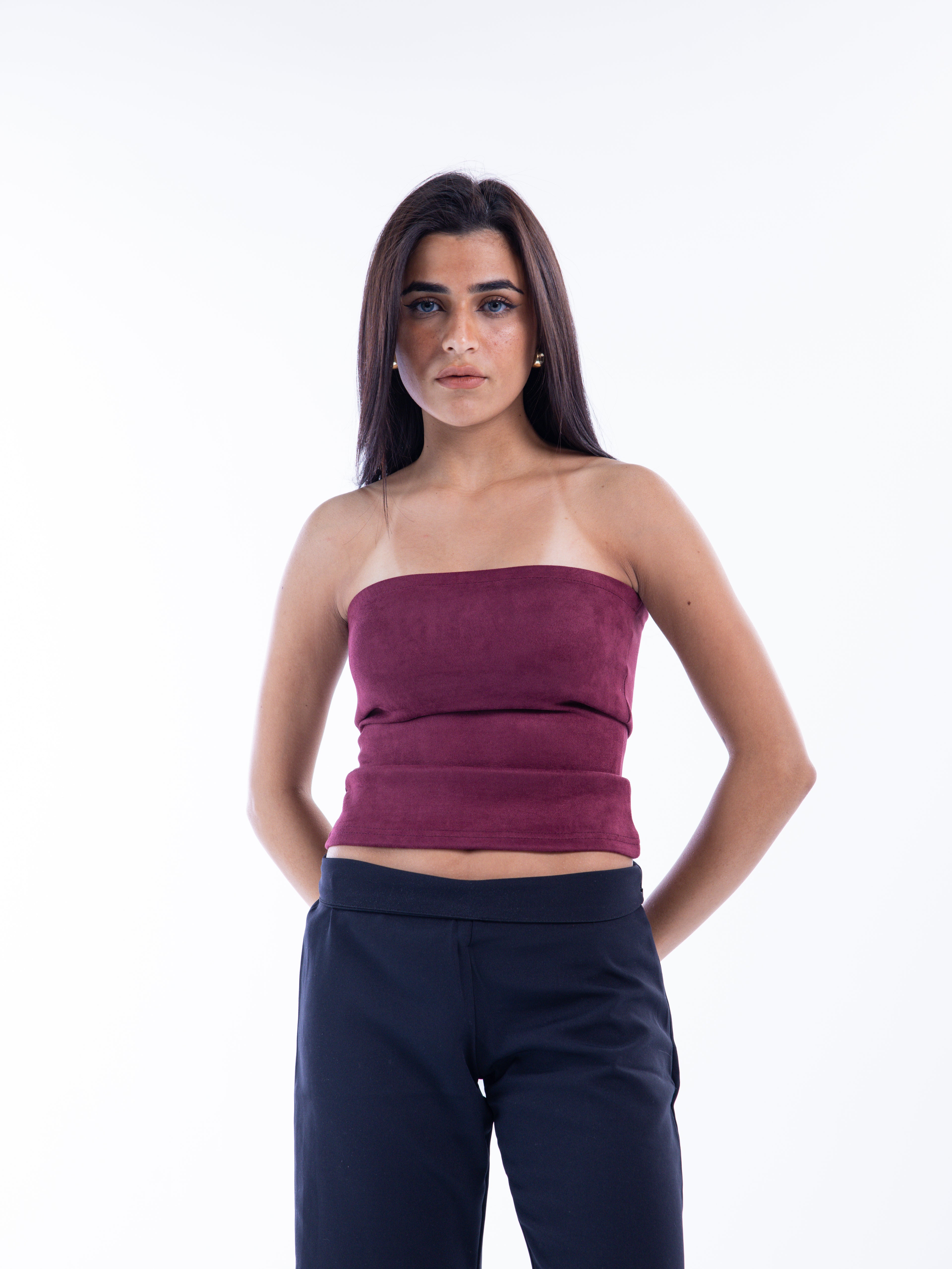 Burgundy Velvet Tube Top