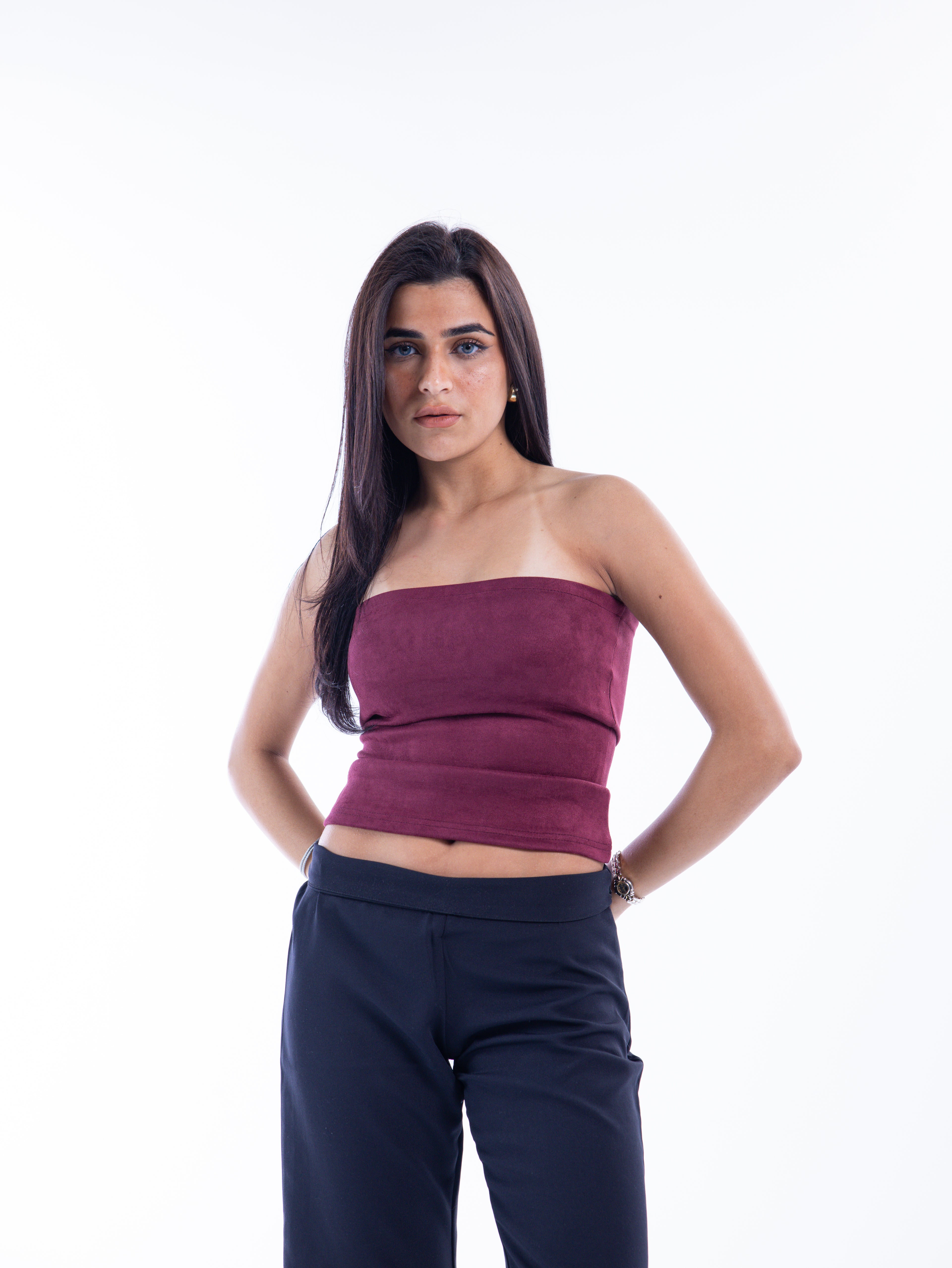 Burgundy Velvet Tube Top